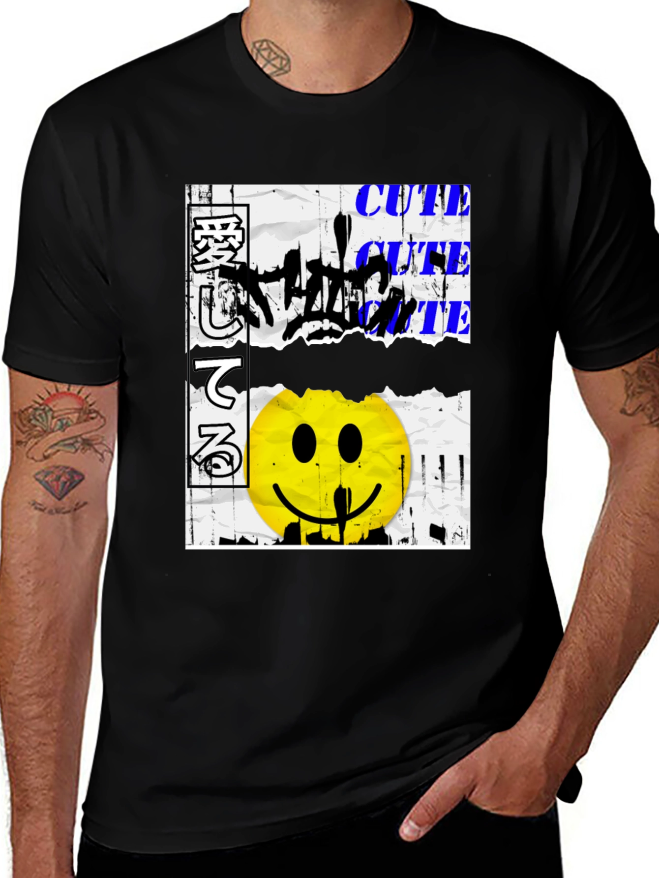 Edgy Graphic Print Black Tee