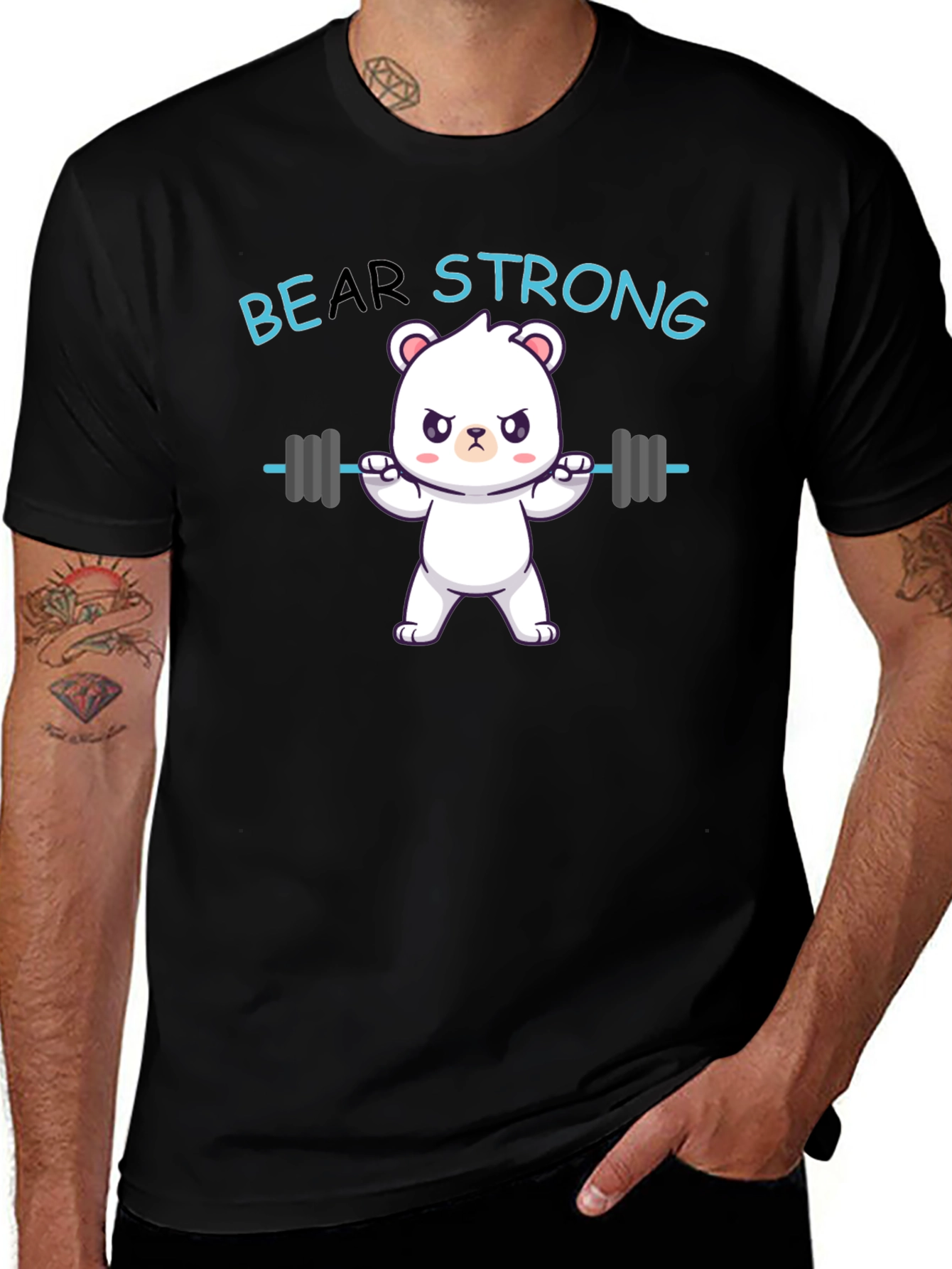 Bear Strong Graphic T-Shirt - Black