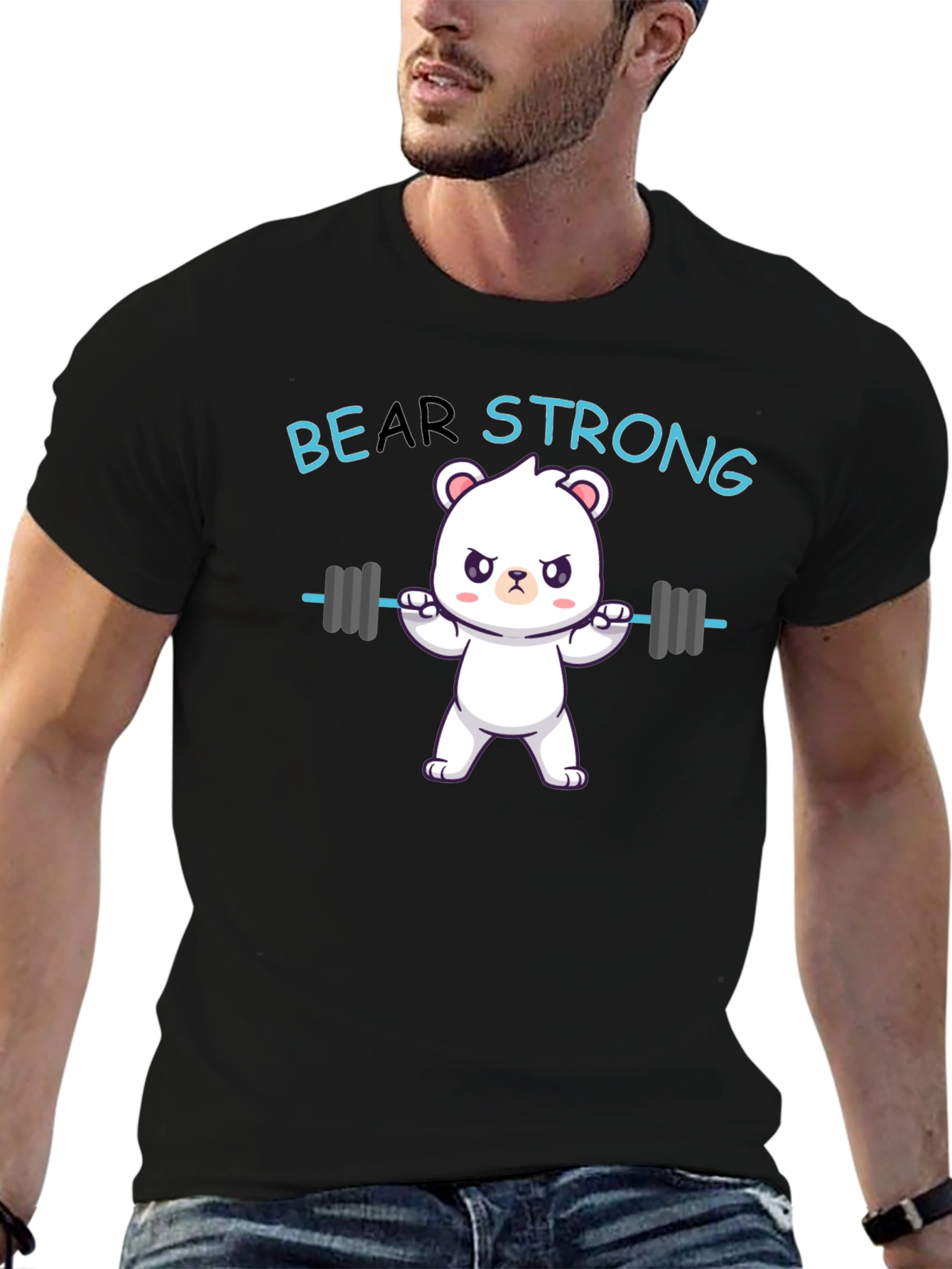 Bear Strong Graphic T-Shirt - Black