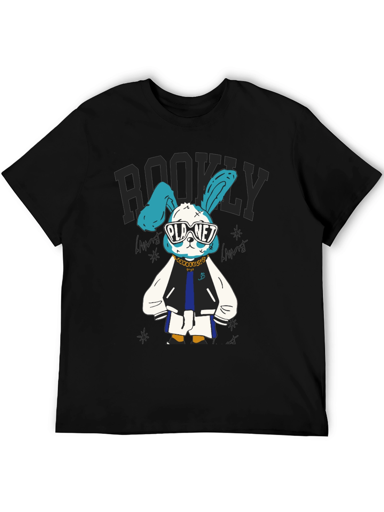 Cool Bunny Graphic Tee - Black Cotton T-Shirt