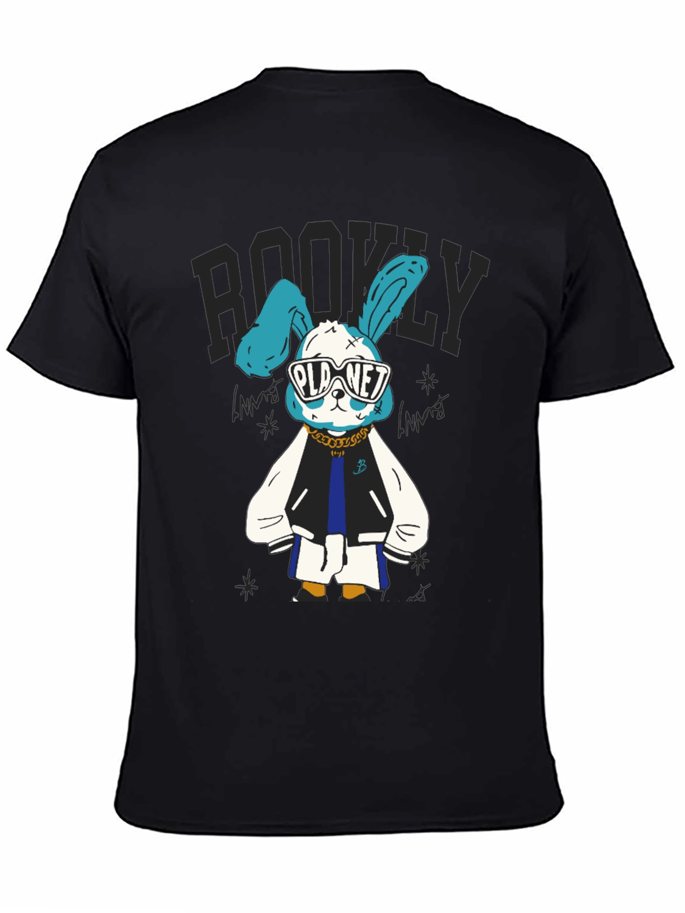 Cool Bunny Graphic Tee - Black Cotton T-Shirt