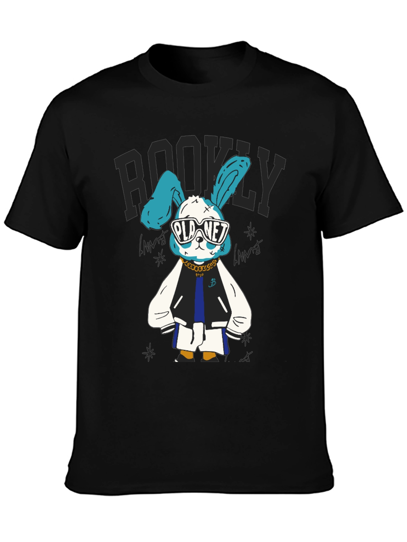 Cool Bunny Graphic Tee - Black Cotton T-Shirt