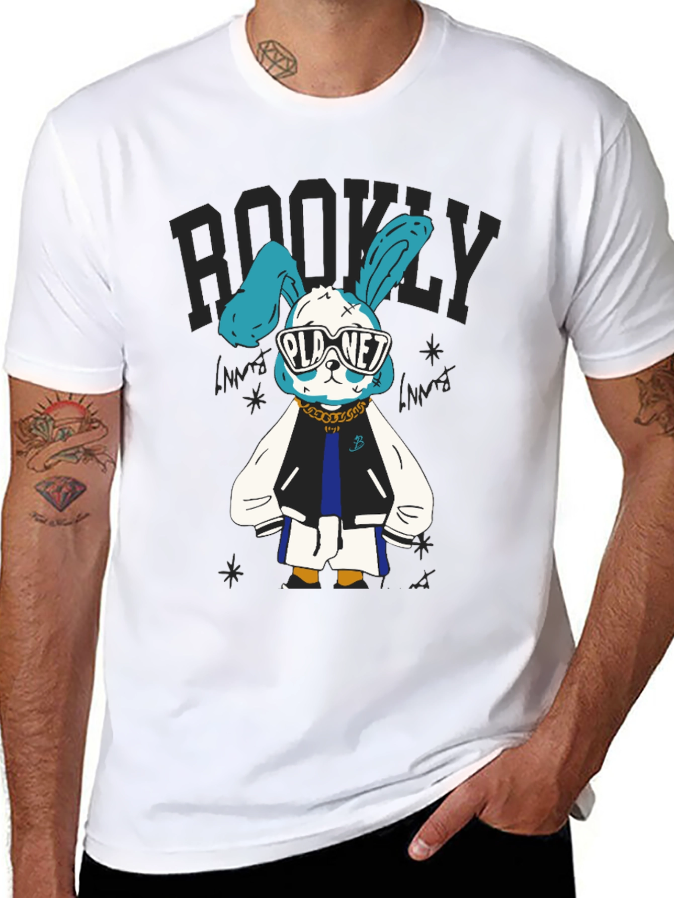 Cool Bunny Graphic Tee - Black Cotton T-Shirt