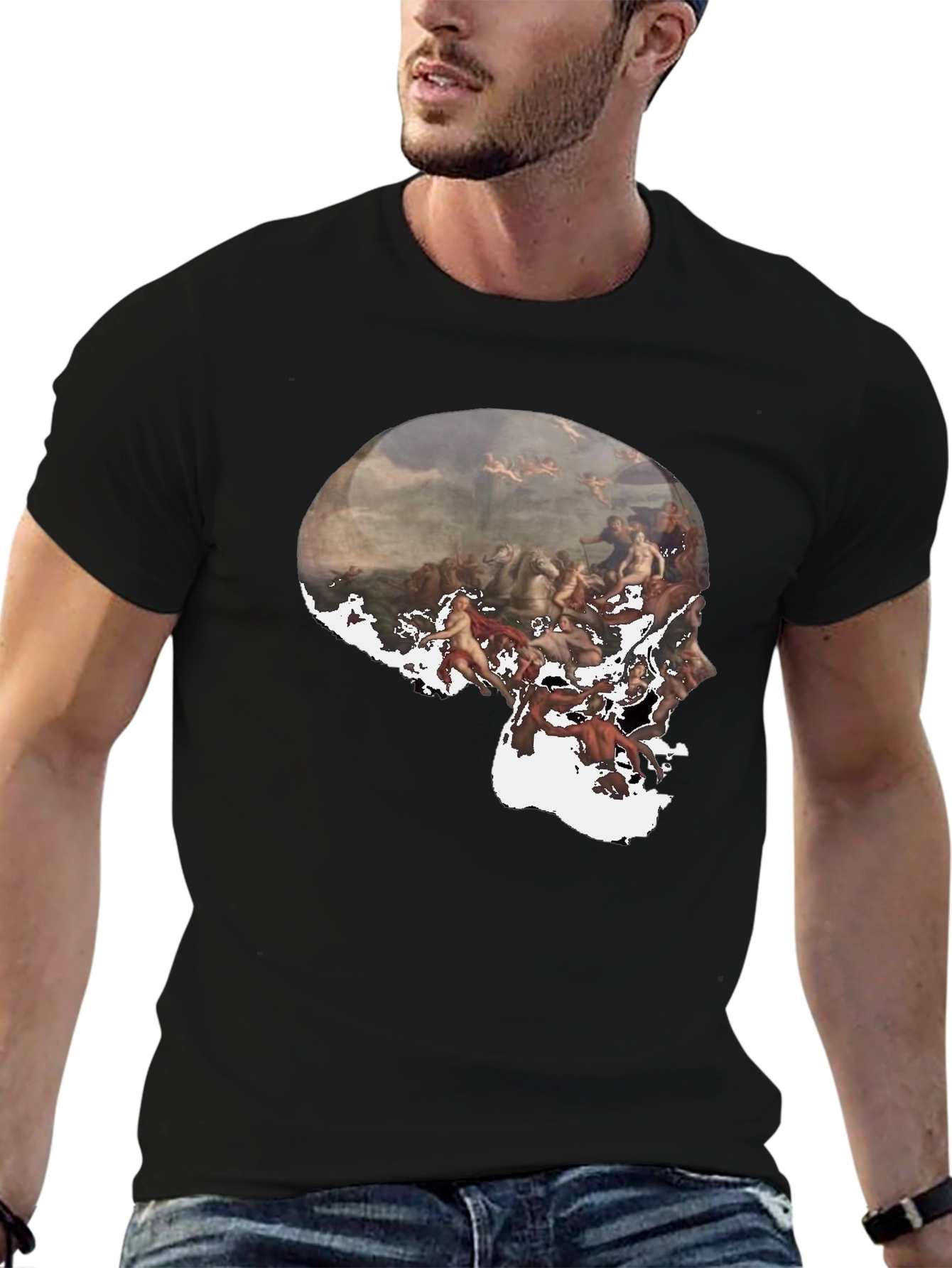 Skull Art Graphic Black T-Shirt