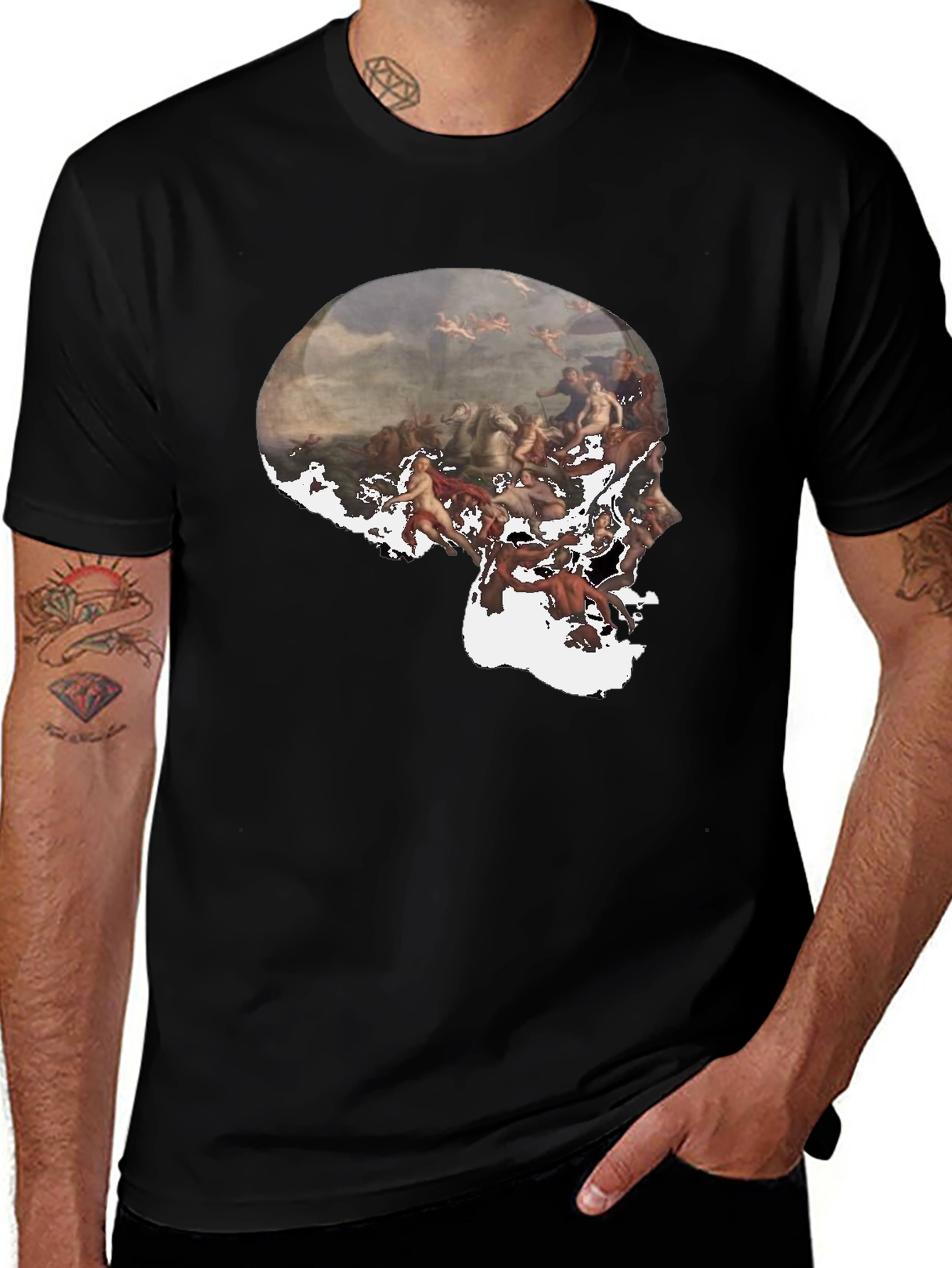 Skull Art Graphic Black T-Shirt