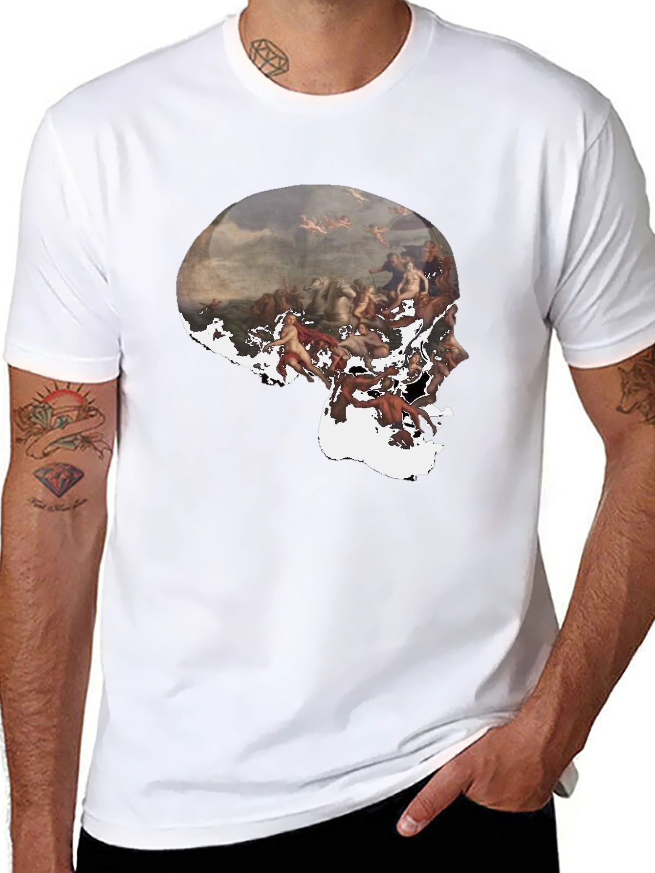 Skull Art Graphic Black T-Shirt