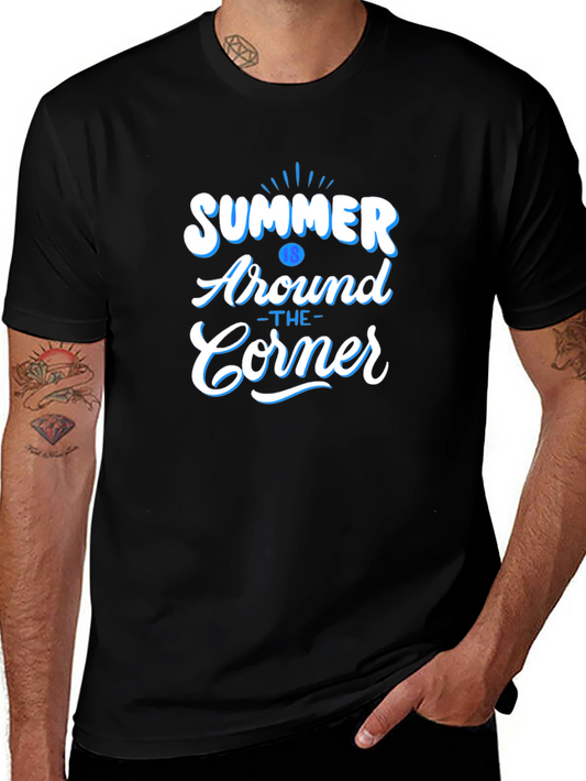 Summer Around The Corner Black Graphic T-Shirt
