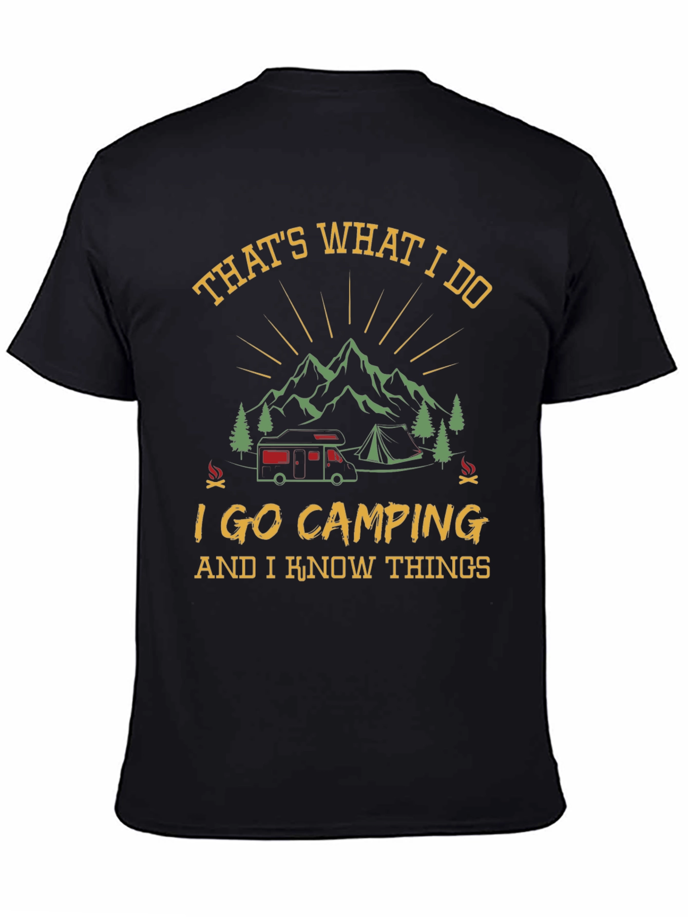Camping Knowledge Black Graphic T-Shirt