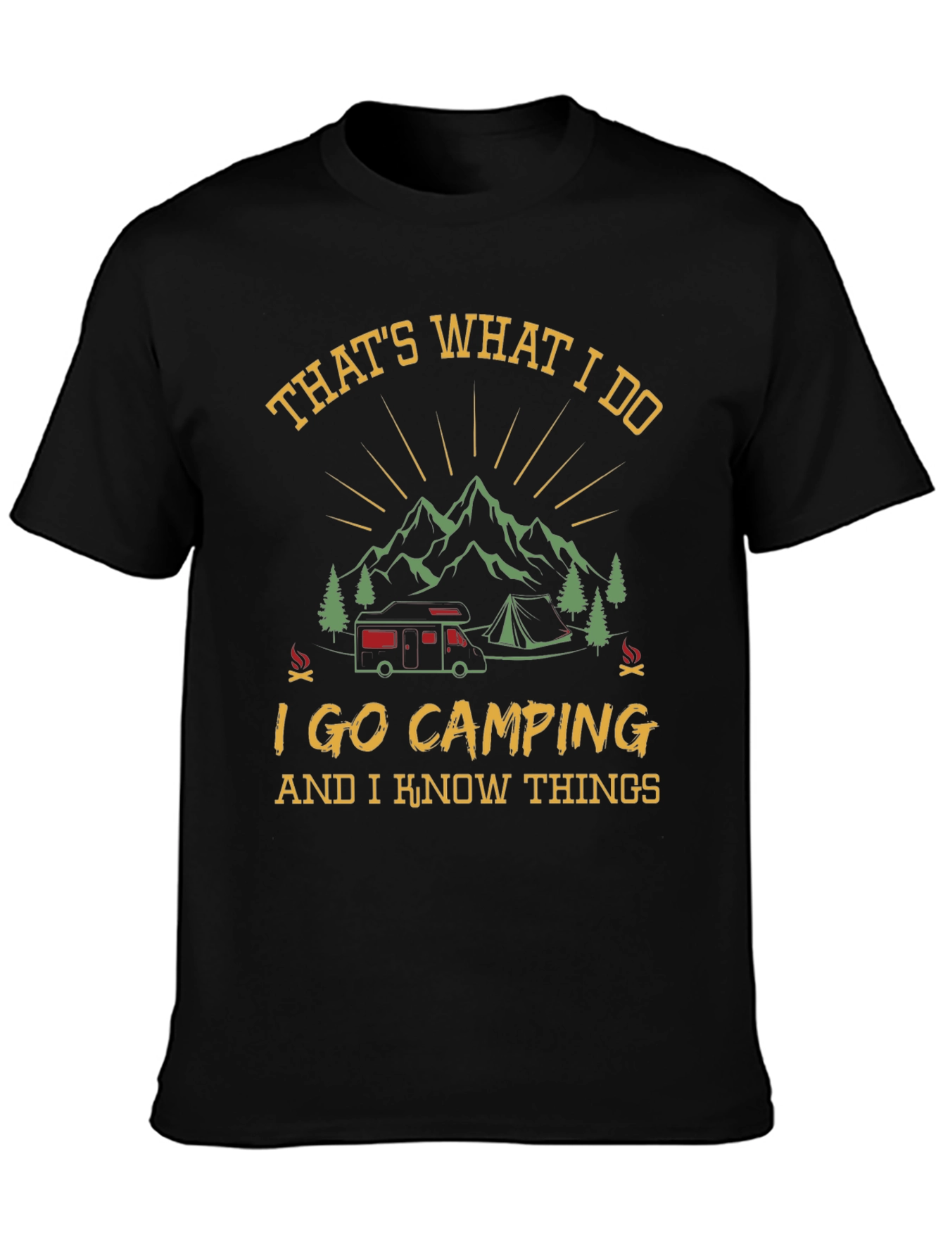 Camping Knowledge Black Graphic T-Shirt