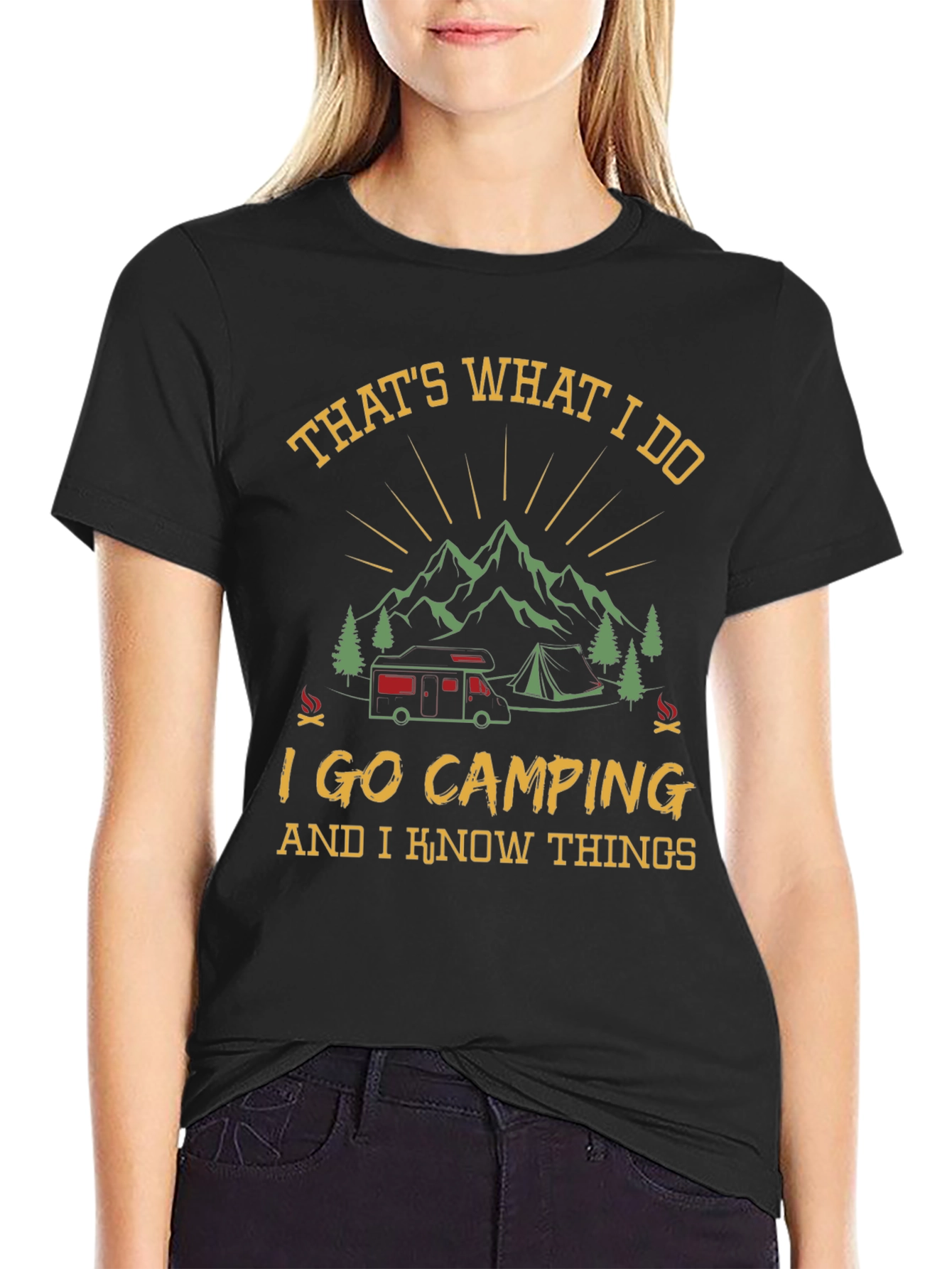Camping Knowledge Black Graphic T-Shirt