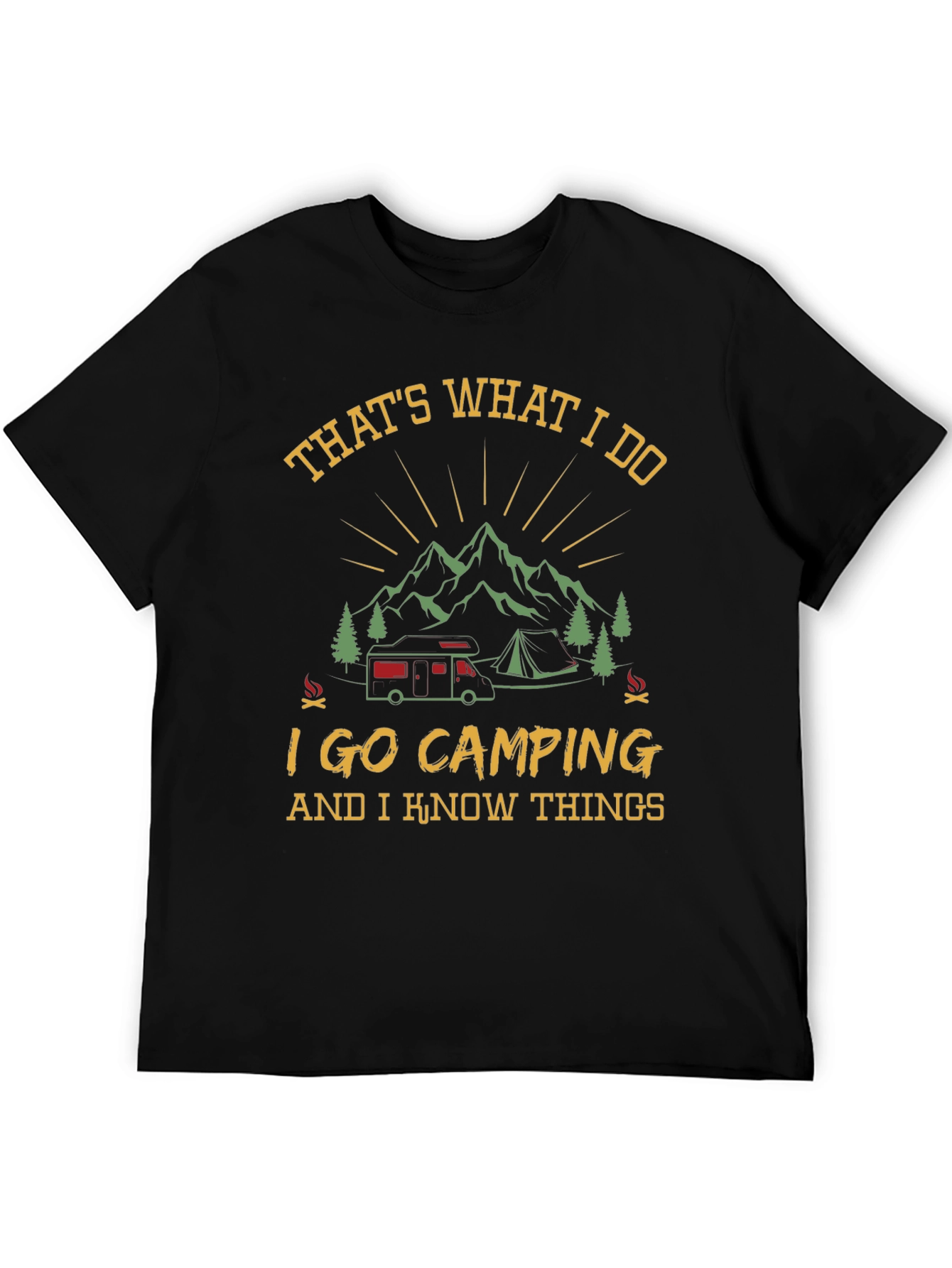 Camping Knowledge Black Graphic T-Shirt