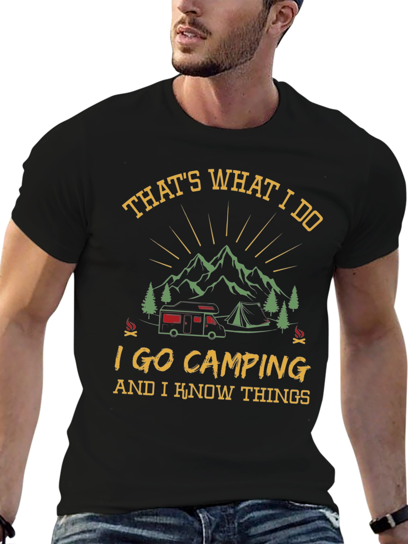 Camping Knowledge Black Graphic T-Shirt
