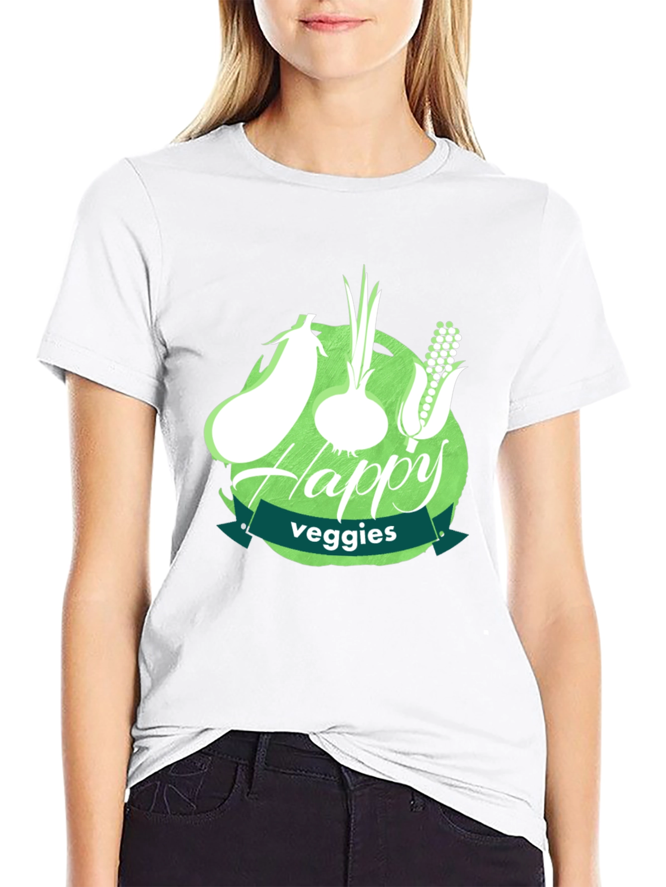 Happy Veggies Graphic Tee - Unisex Black T-Shirt