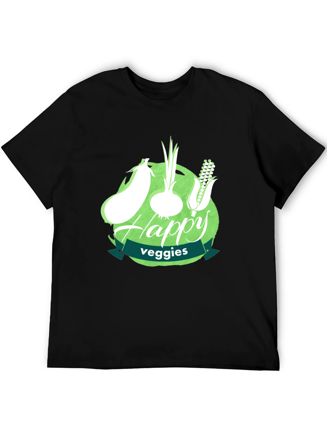Happy Veggies Graphic Tee - Unisex Black T-Shirt