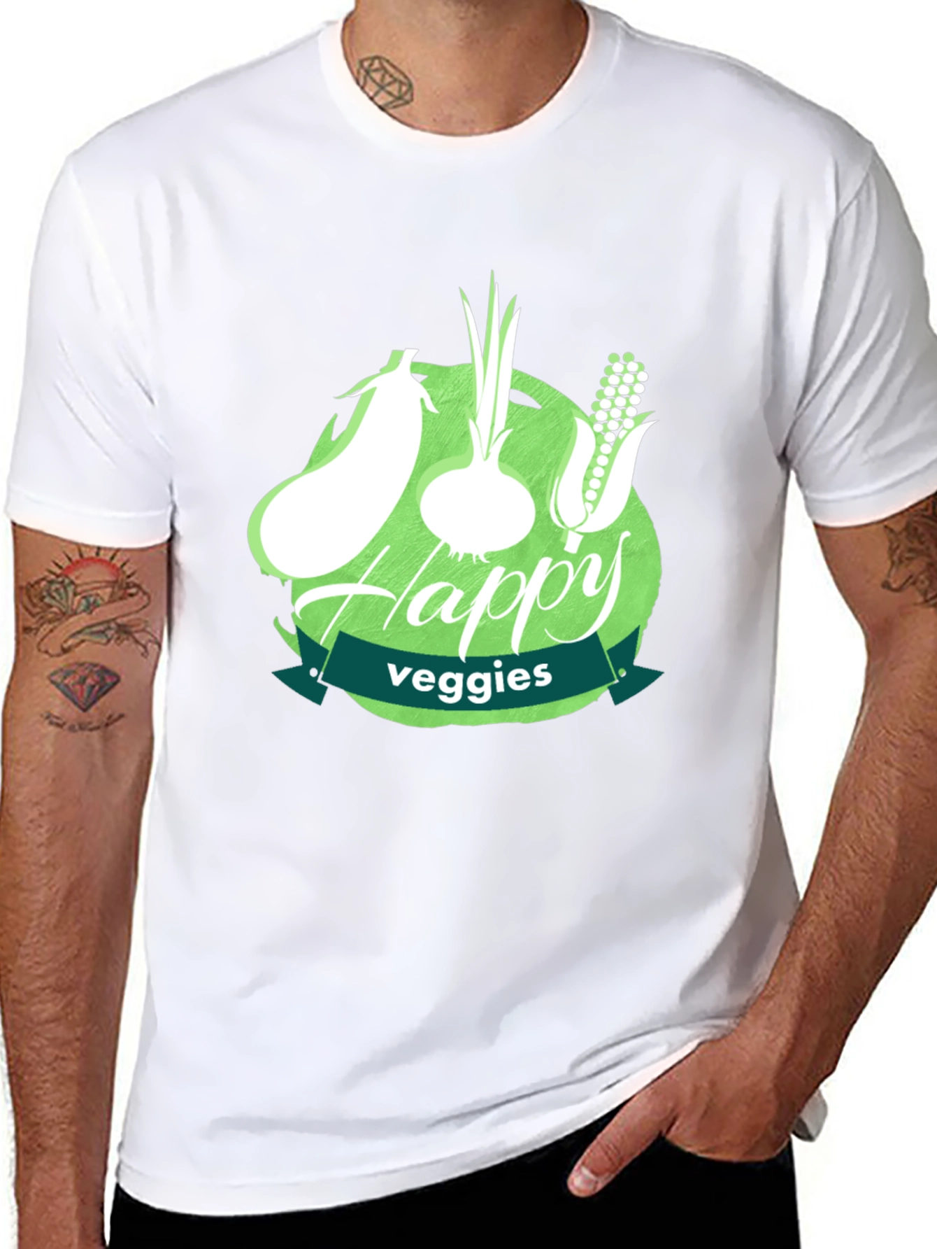 Happy Veggies Graphic Tee - Unisex Black T-Shirt