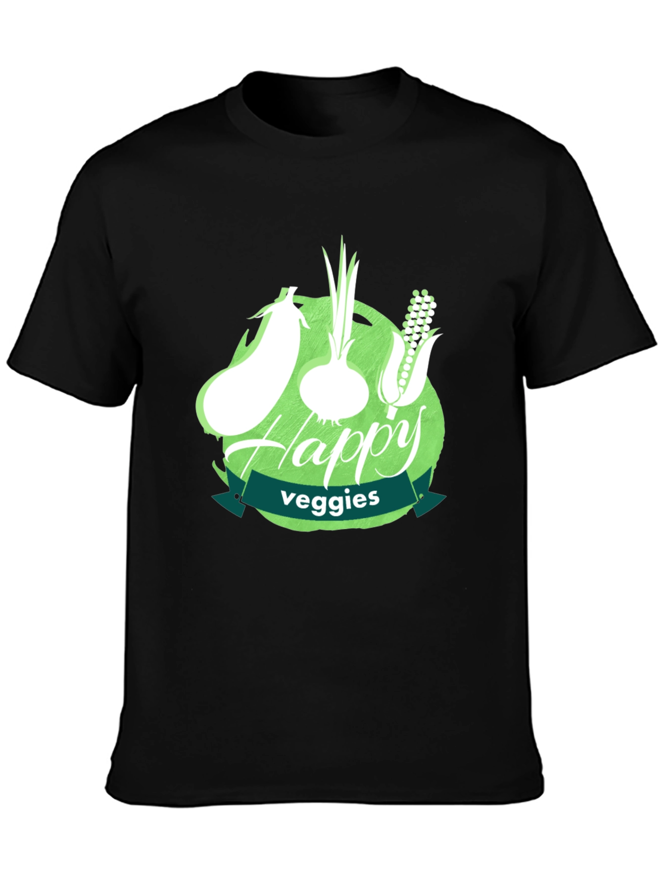 Happy Veggies Graphic Tee - Unisex Black T-Shirt