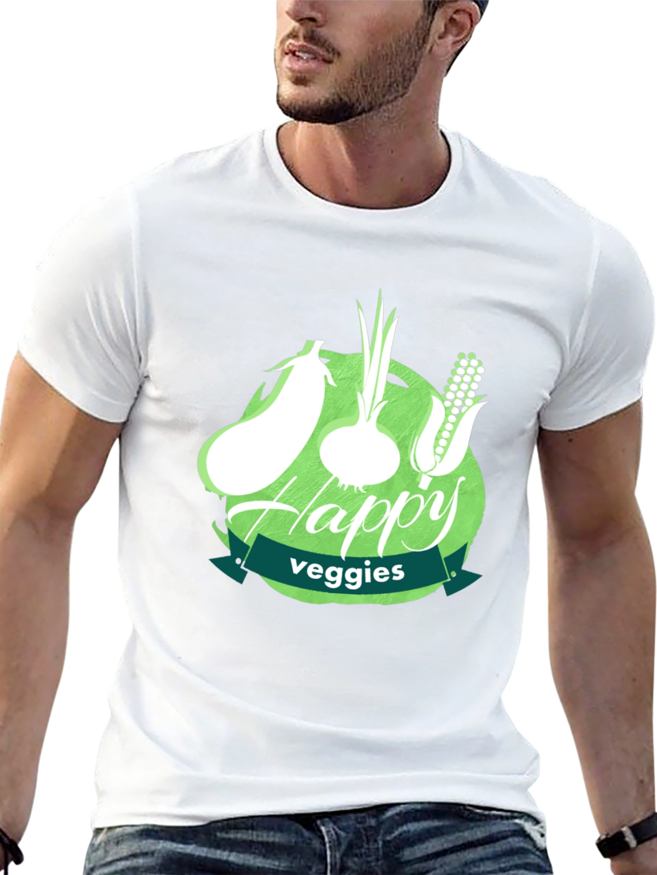 Happy Veggies Graphic Tee - Unisex Black T-Shirt