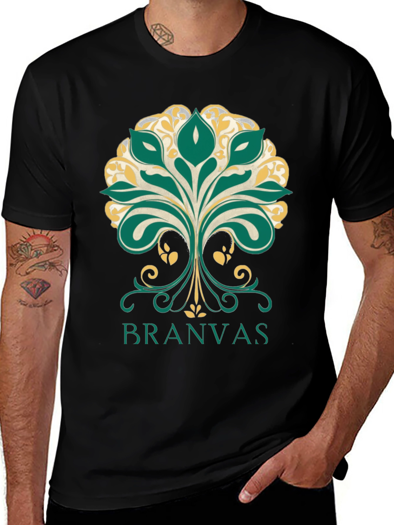Branvas Tree Graphic Black T-Shirt