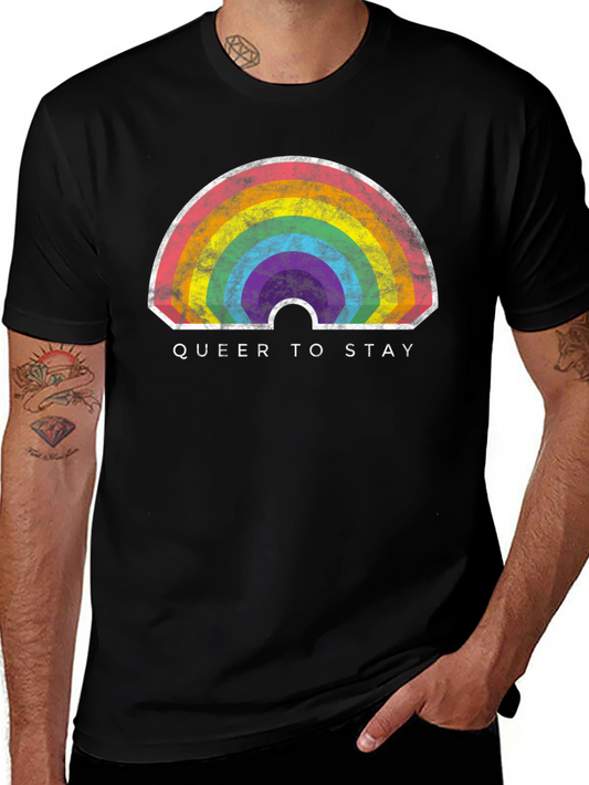 Queer to Stay Rainbow Graphic Tee