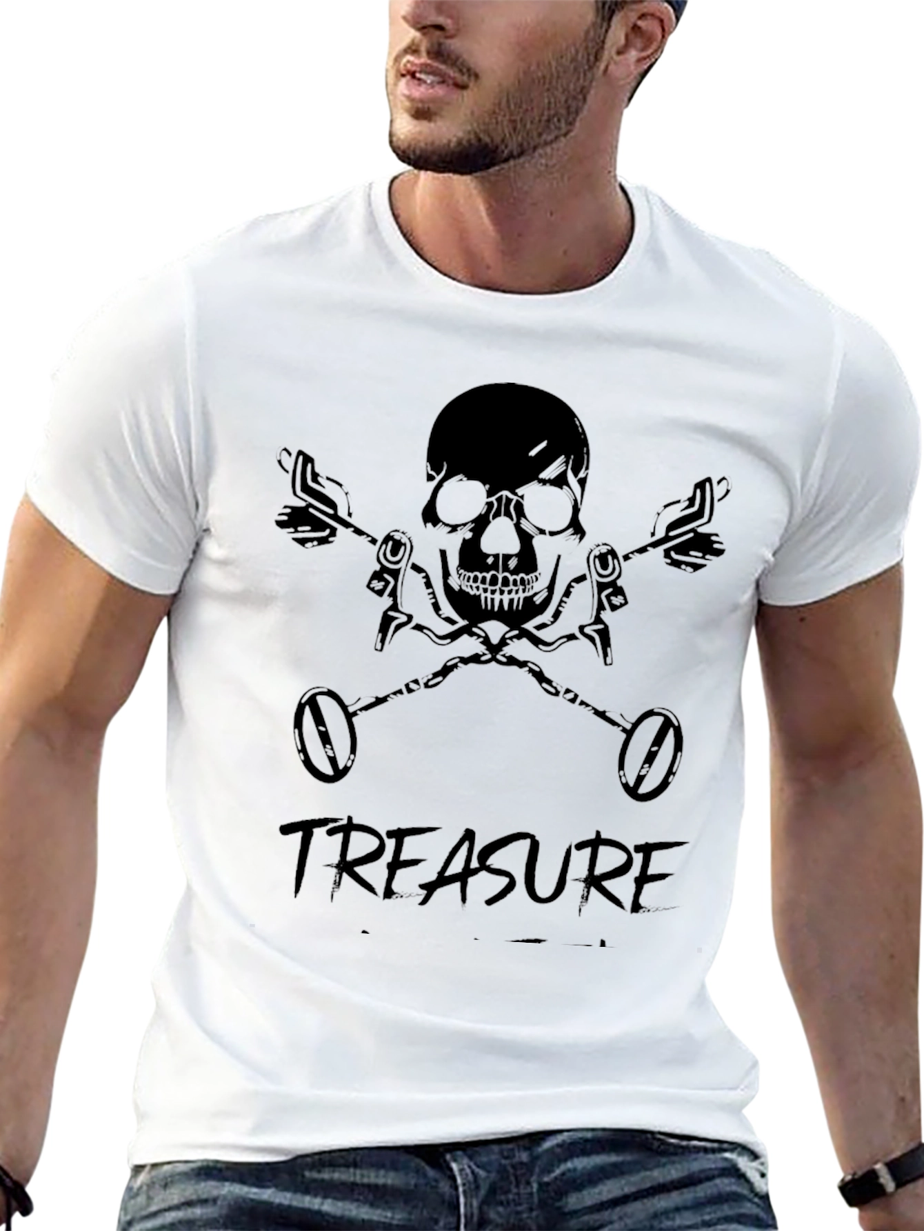 Skull & Metal Detector Treasure T-Shirt