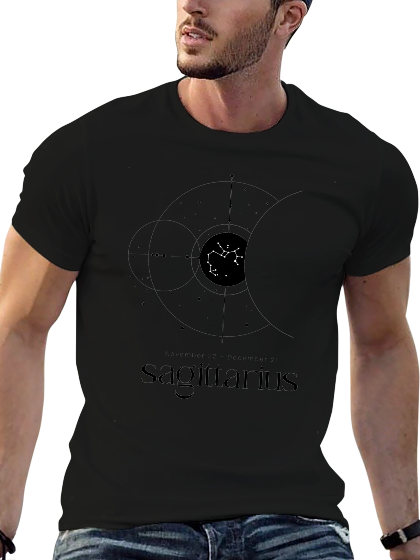 Sagittarius Zodiac Black T-Shirt