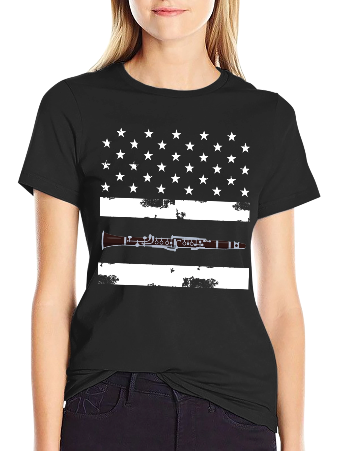 Clarinet American Flag T-Shirt - Patriotic Musician Tee