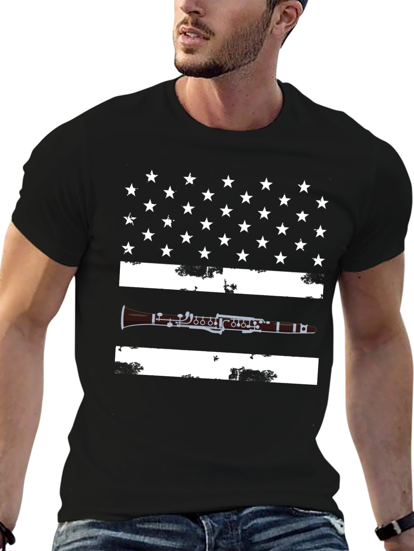 Clarinet American Flag T-Shirt - Patriotic Musician Tee