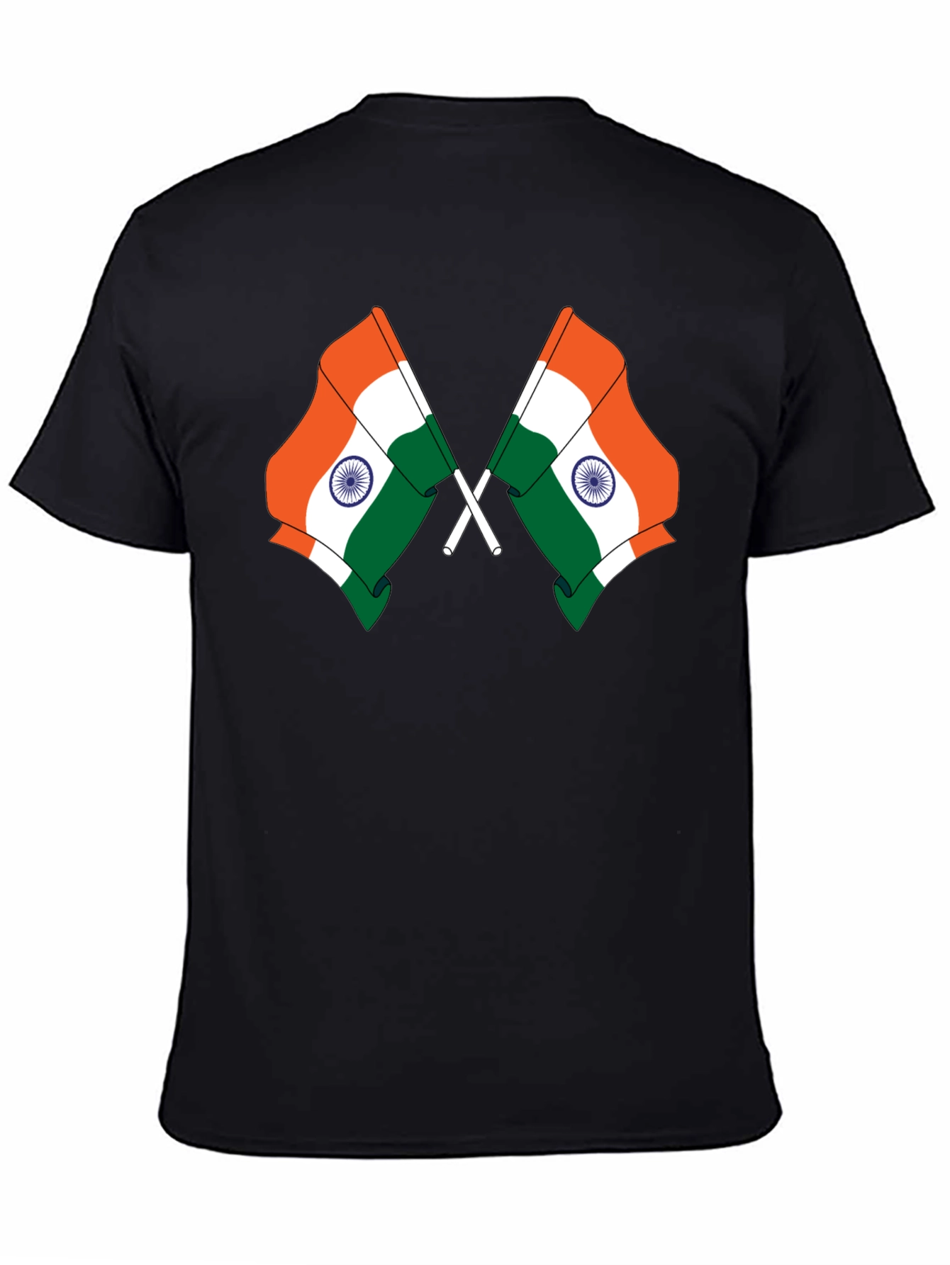 Indian Flag Graphic Tee - Black Cotton T-Shirt
