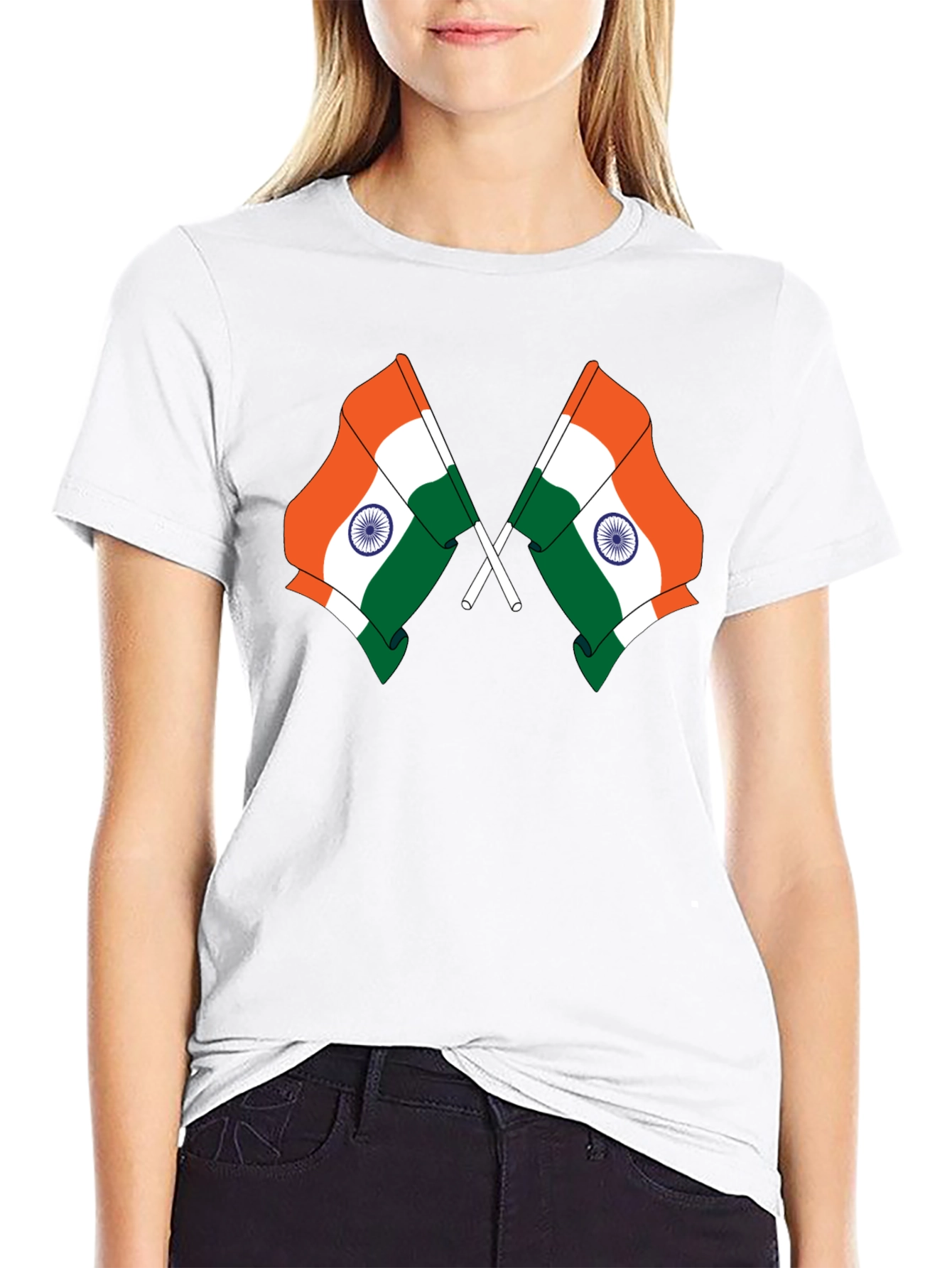 Indian Flag Graphic Tee - Black Cotton T-Shirt