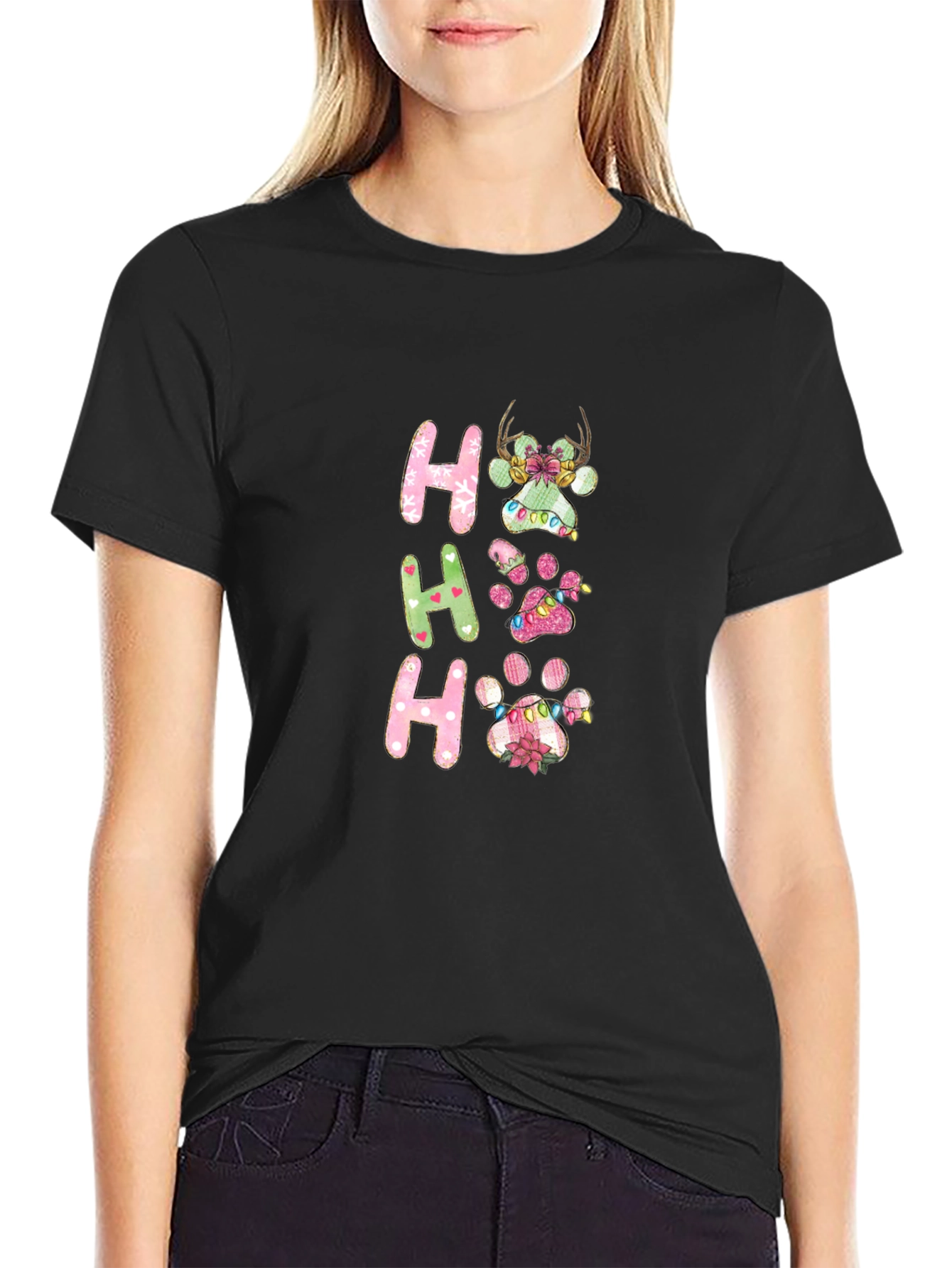 Festive Christmas Paw Print T-Shirt