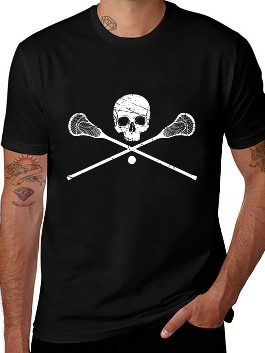 Lacrosse Skull Graphic T-Shirt