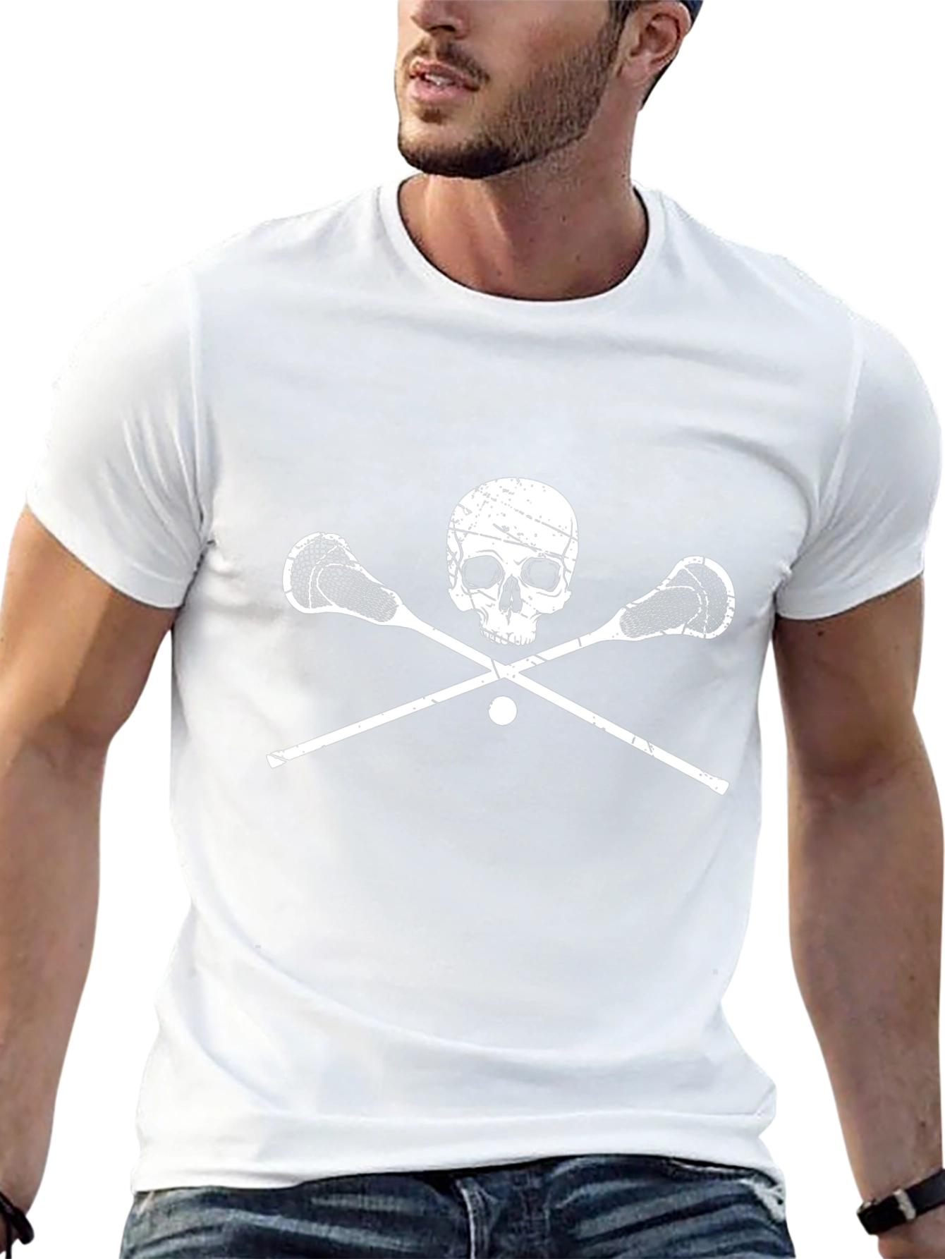 Lacrosse Skull Graphic T-Shirt