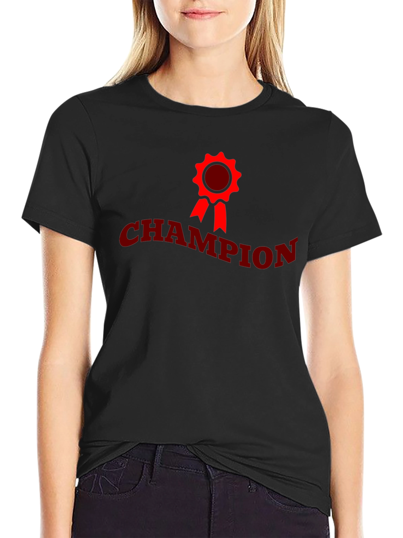 Champion Graphic Tee - Black Crew Neck