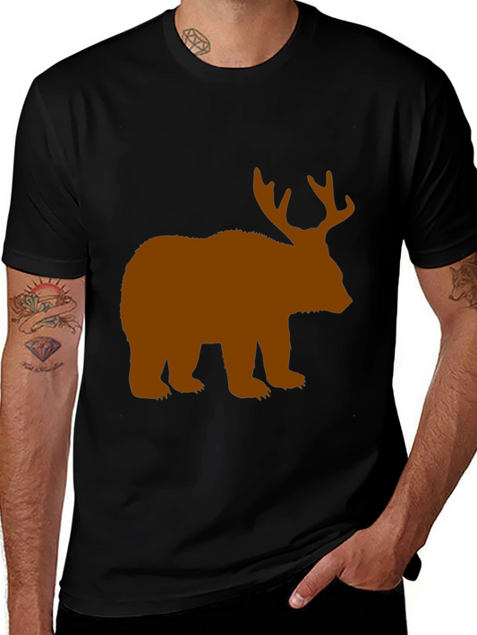 Bear with Antlers Black Graphic Tee