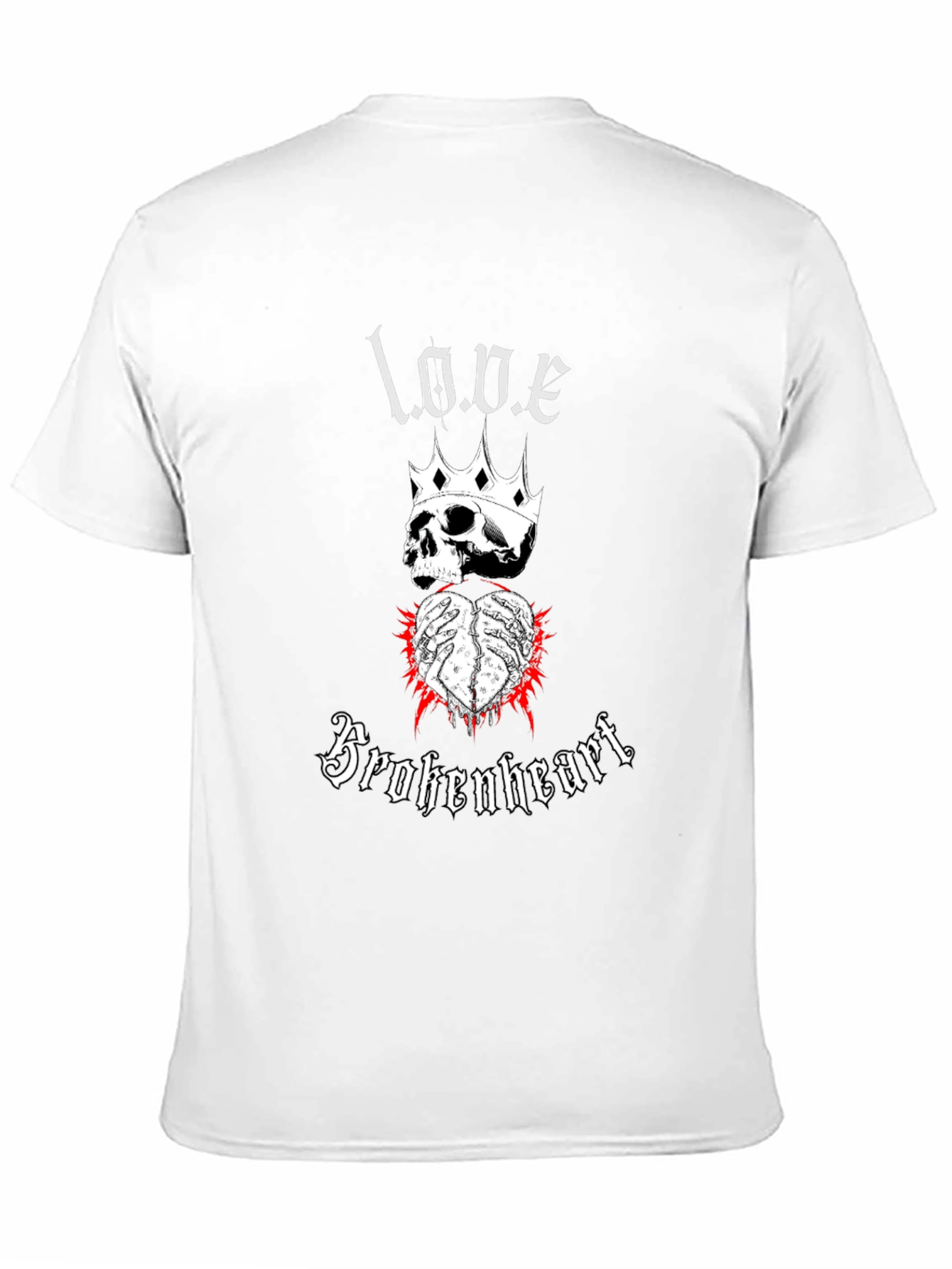 Love Brokenheart Skull Crown Graphic Tee - Black
