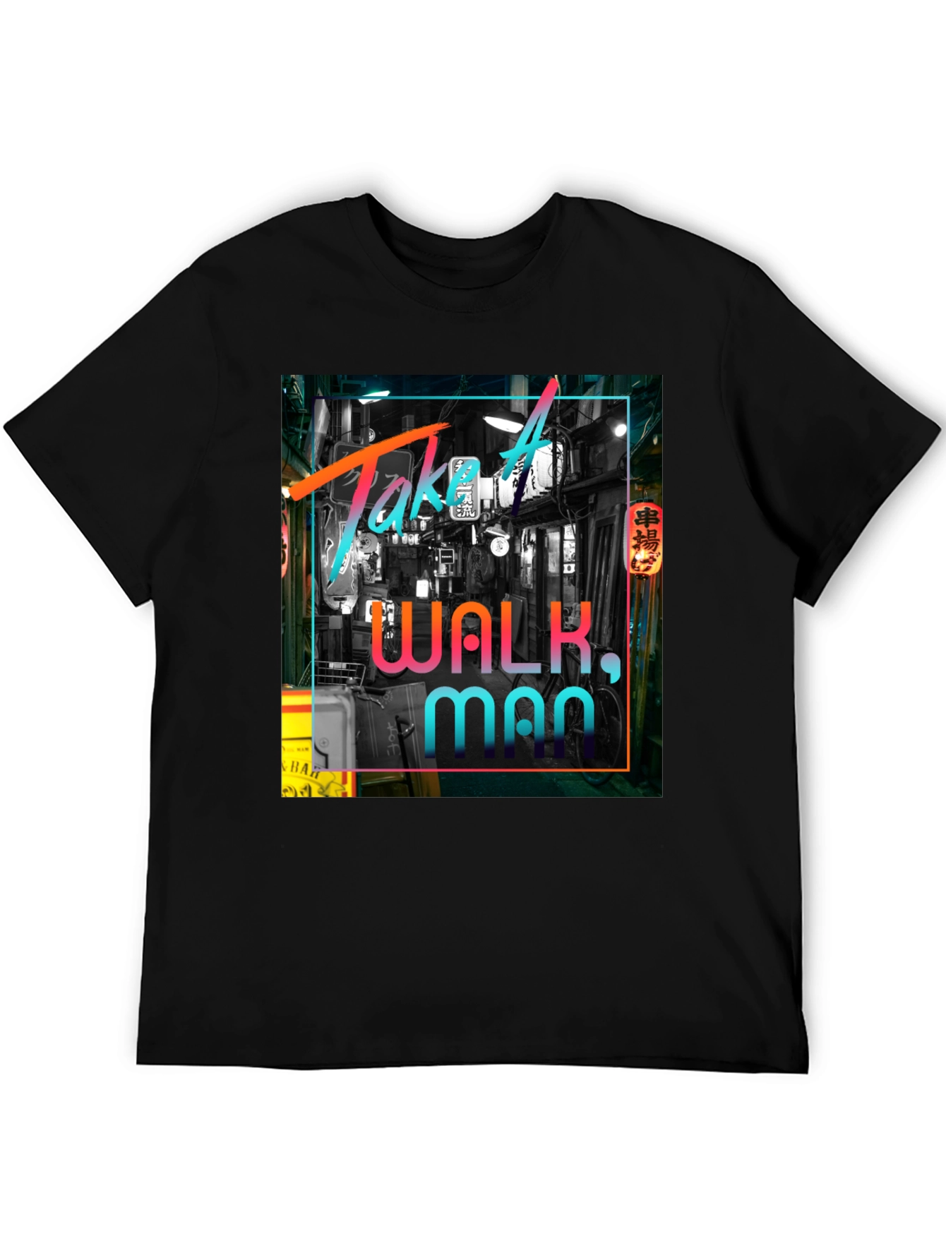 Take A Walk Man Black Graphic Tee