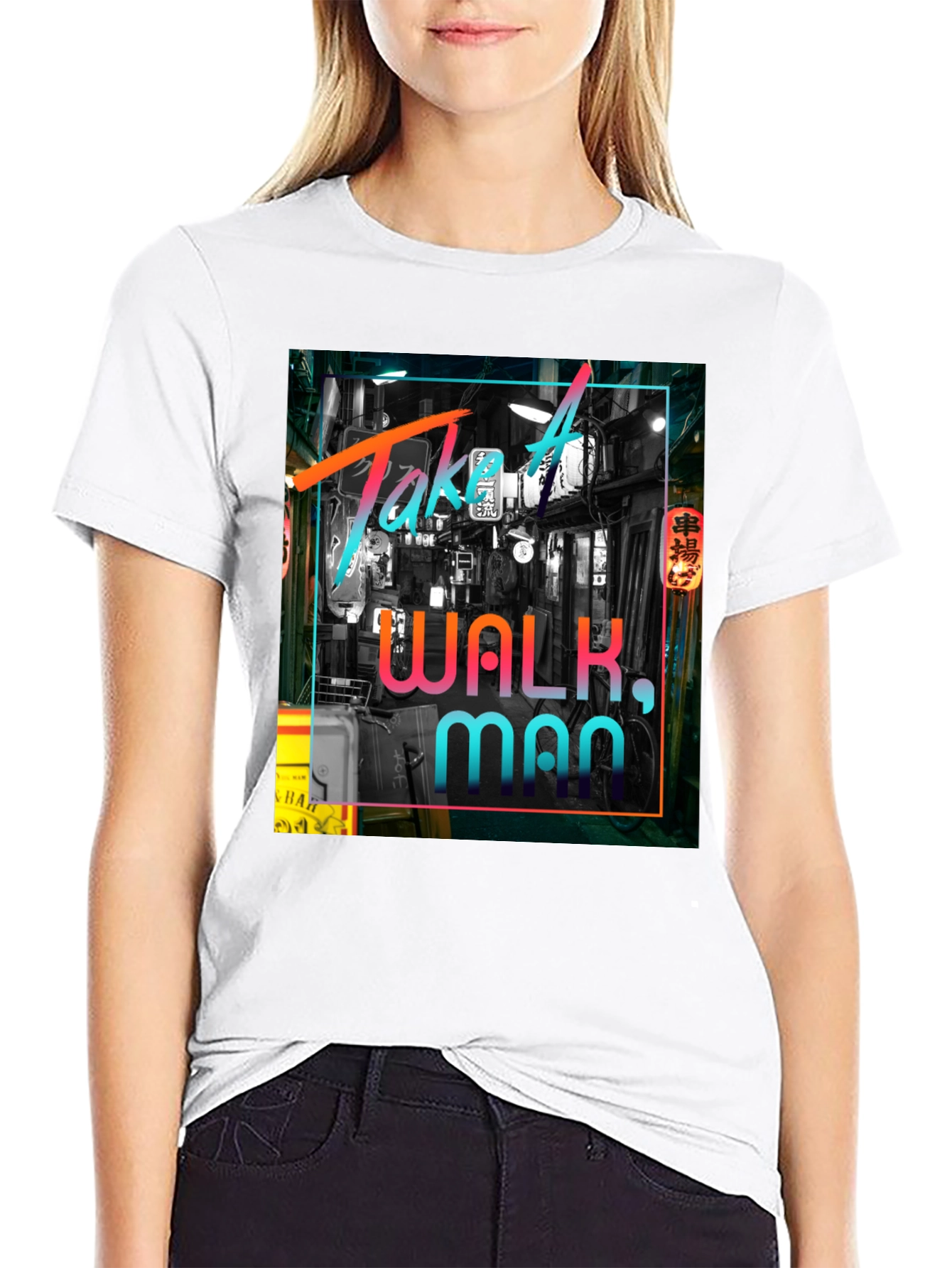 Take A Walk Man Black Graphic Tee
