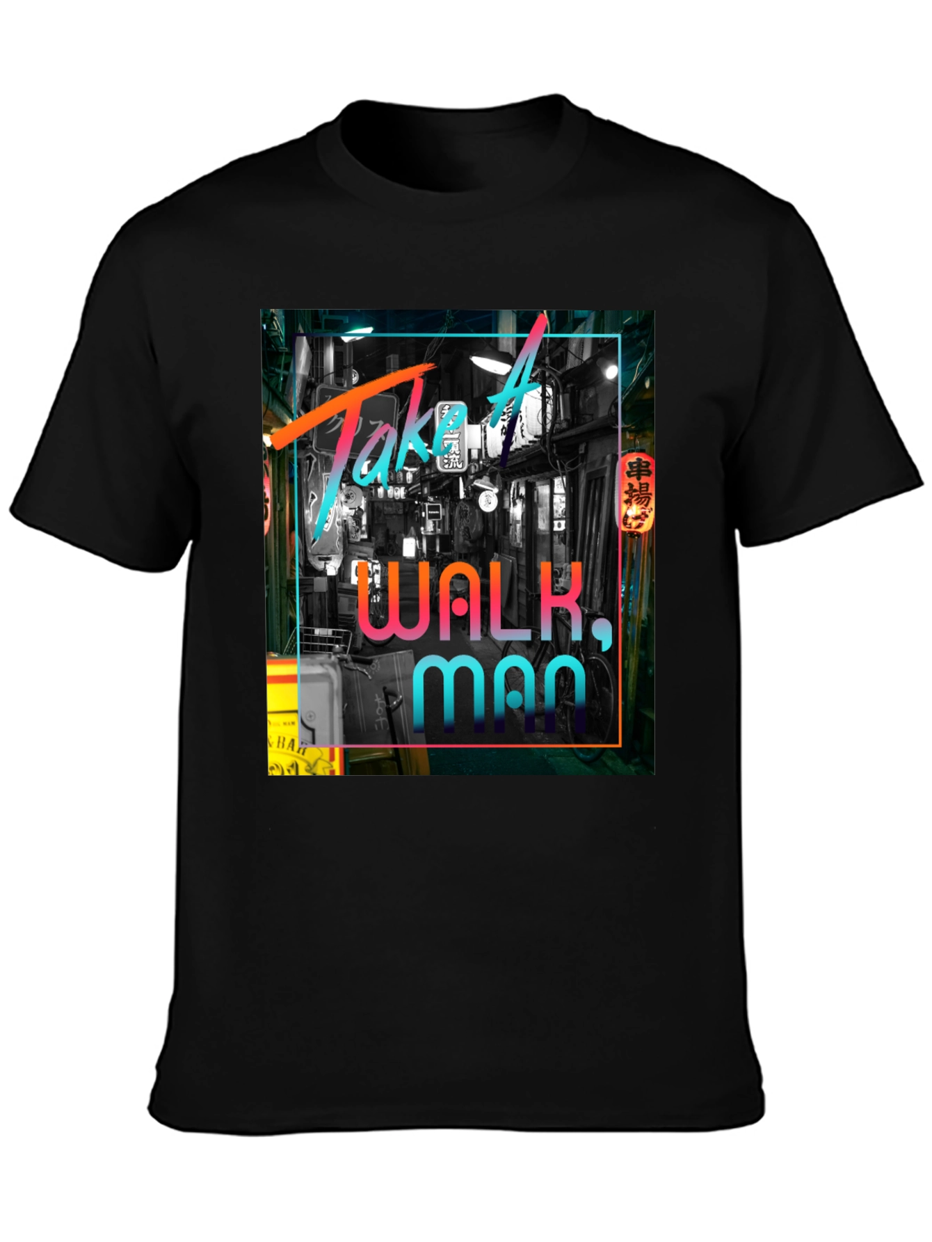 Take A Walk Man Black Graphic Tee