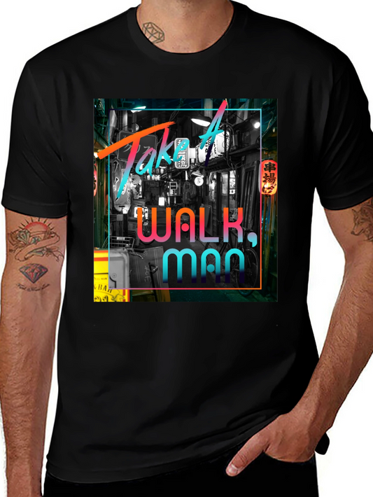 Take A Walk Man Black Graphic Tee