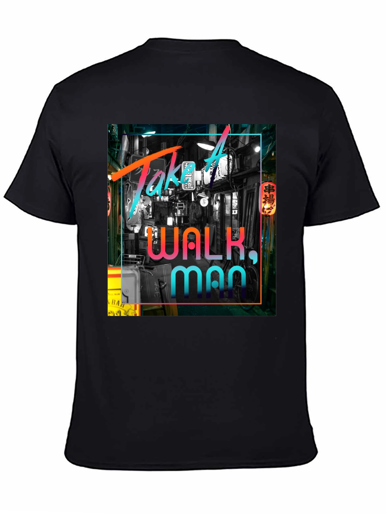 Take A Walk Man Black Graphic Tee
