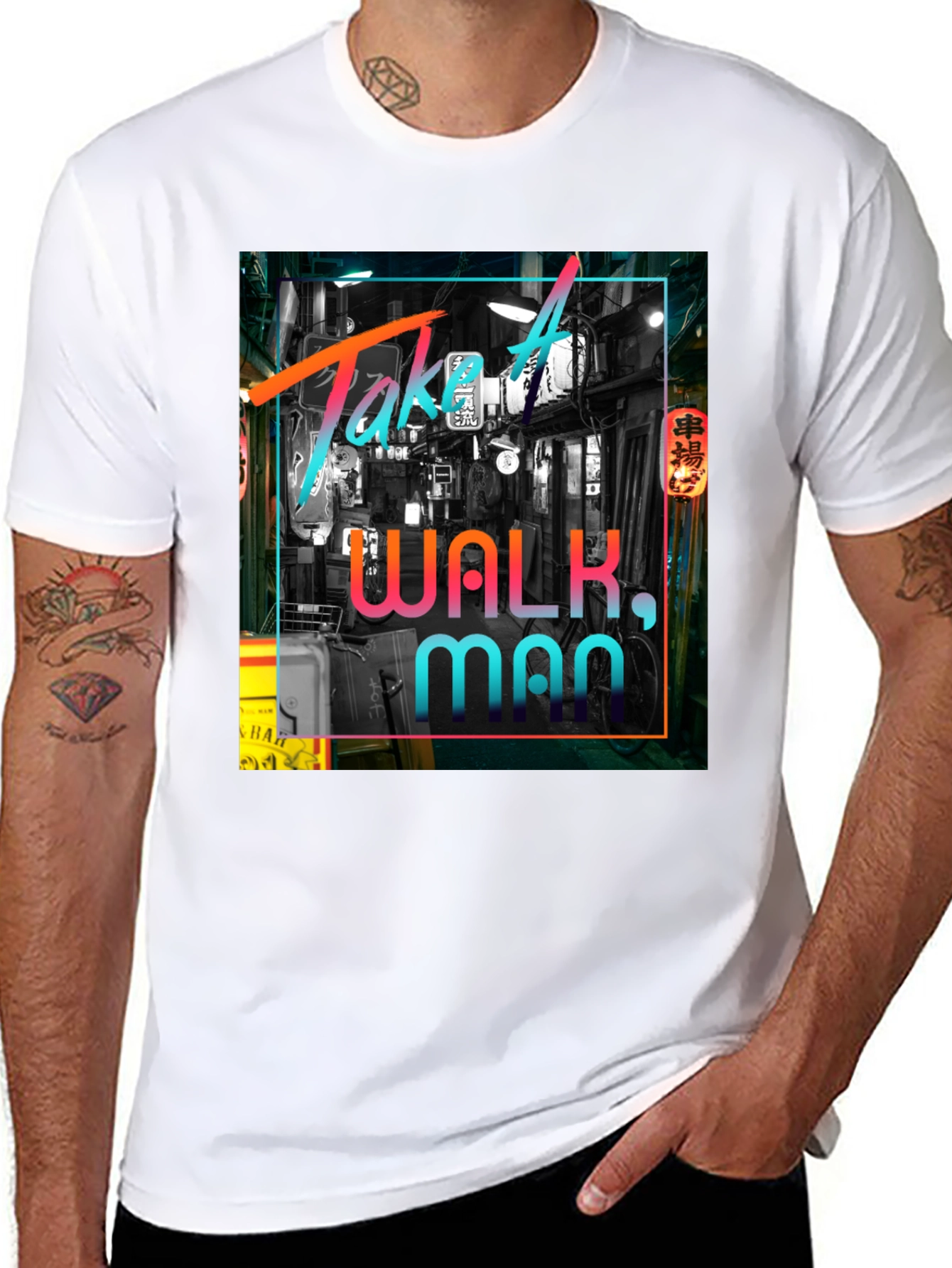 Take A Walk Man Black Graphic Tee