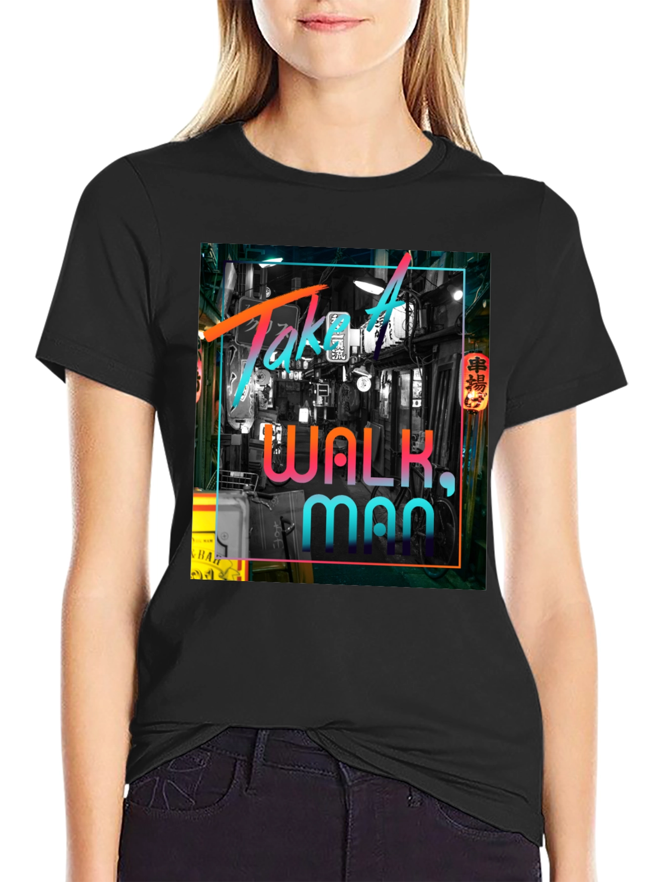 Take A Walk Man Black Graphic Tee