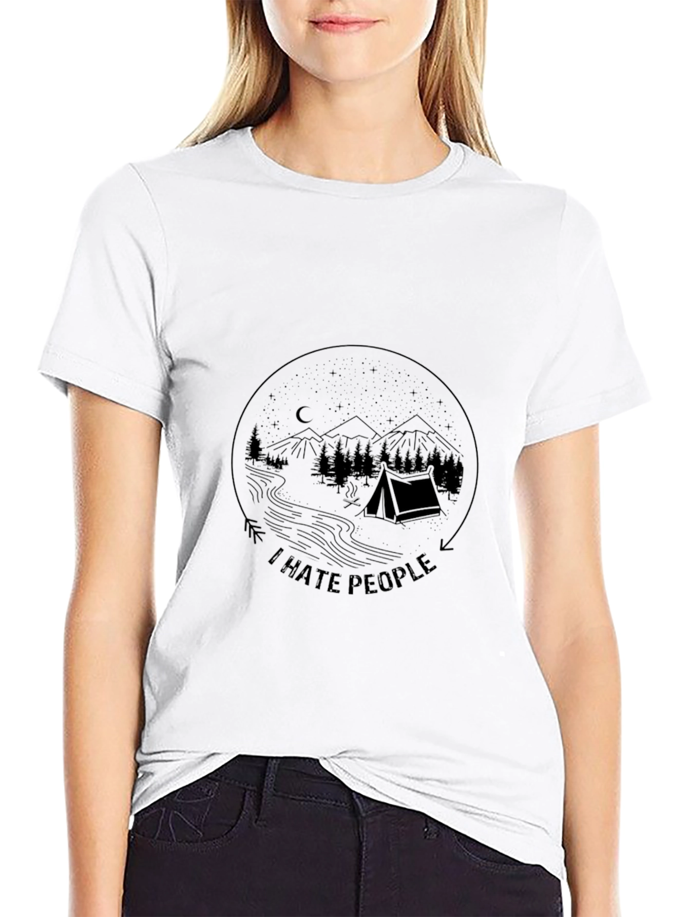 I Hate People Camping Graphic Tee - Black