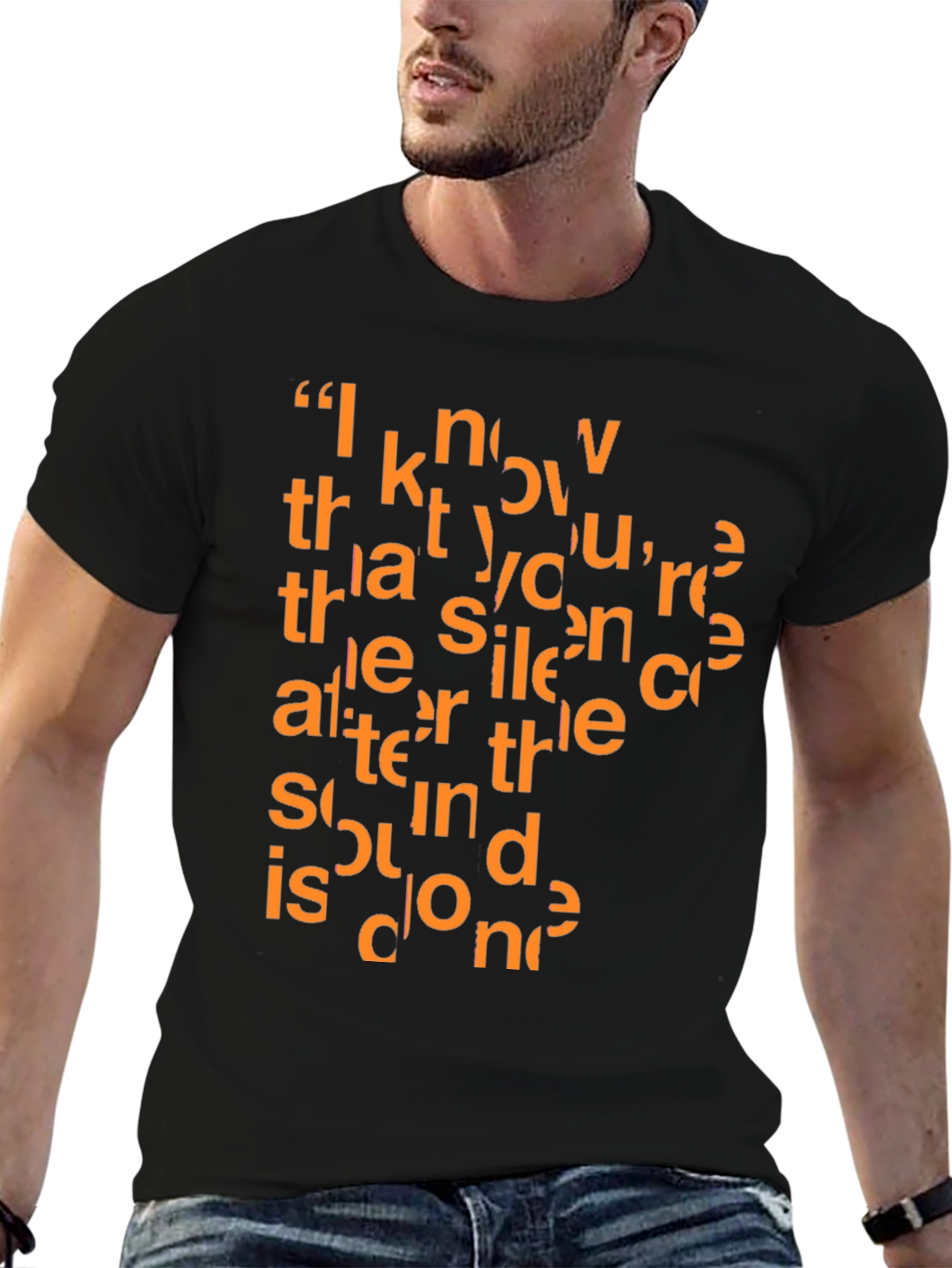 Unique Text Design Black T-Shirt