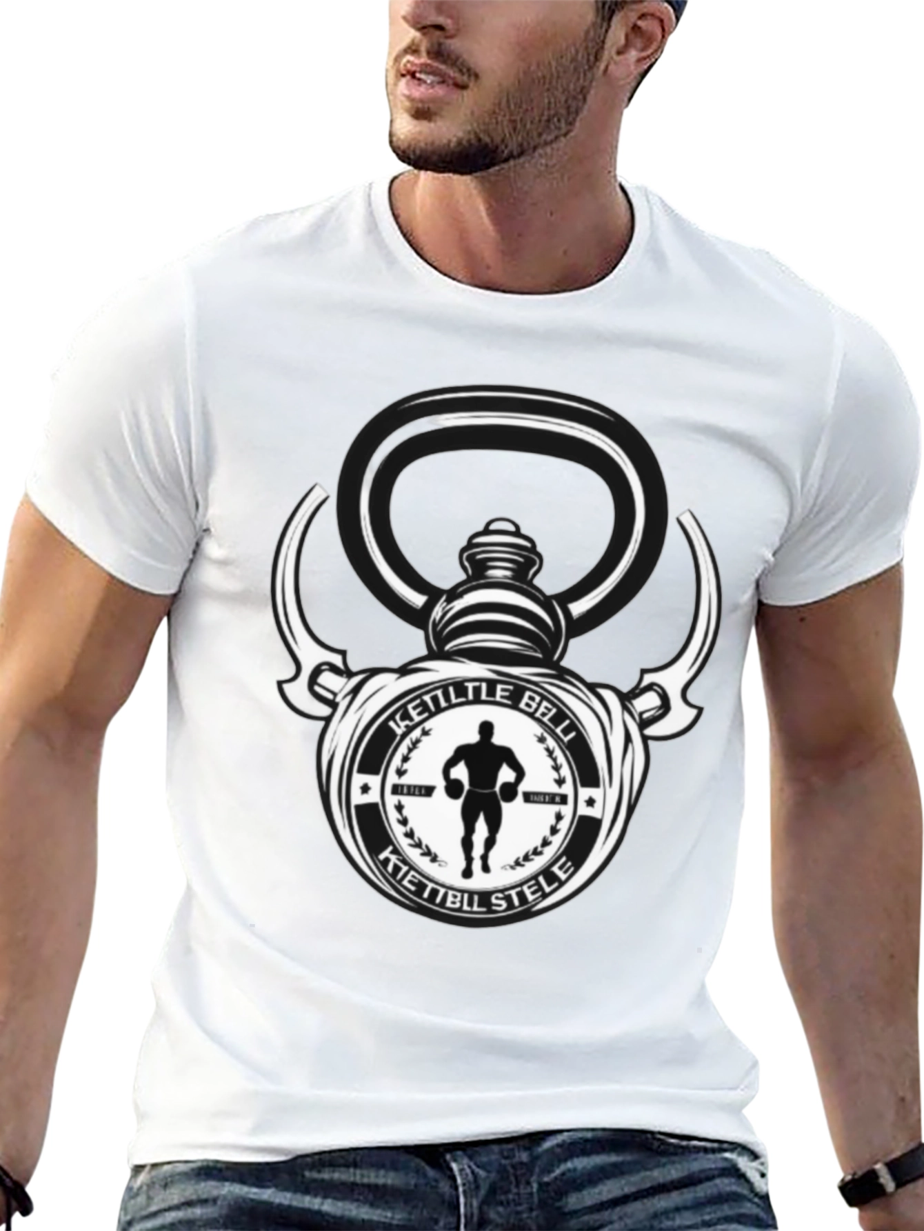 Kettlebell Stele Graphic T-Shirt - Fitness Apparel