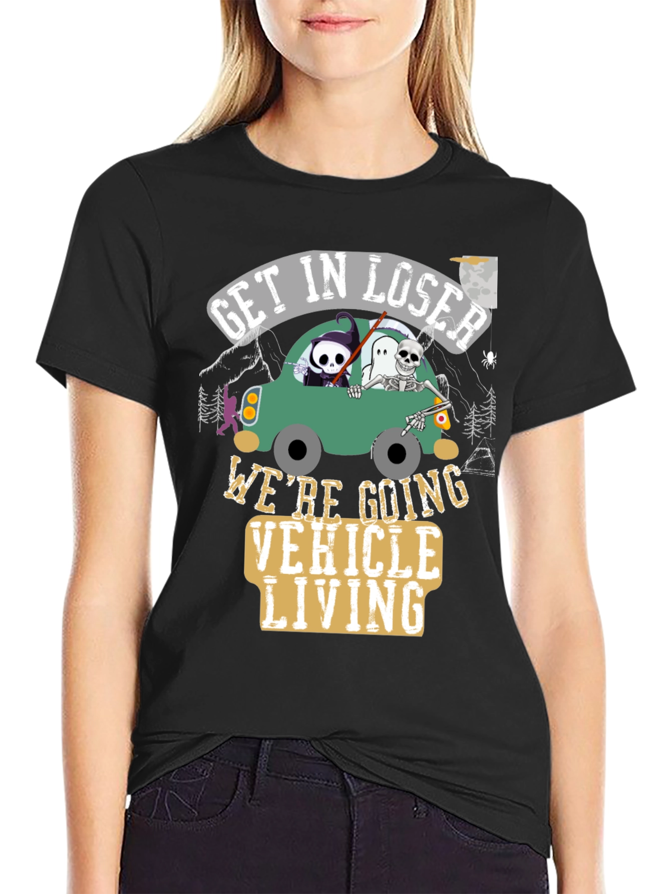 Get In Loser Halloween Vehicle Living T-Shirt