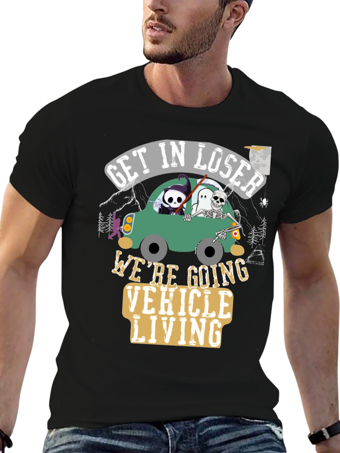 Get In Loser Halloween Vehicle Living T-Shirt