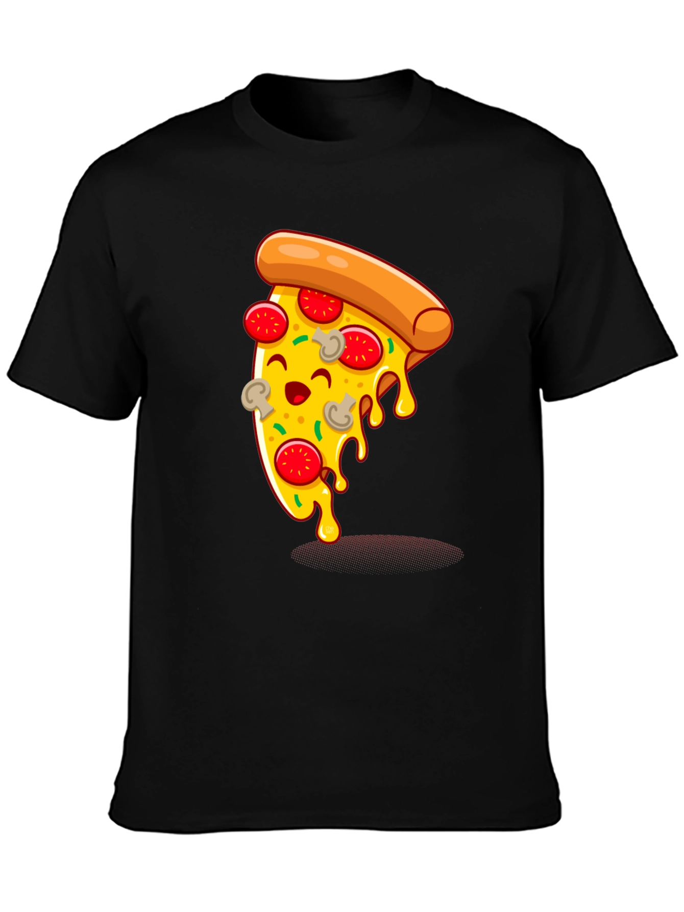 Cartoon Pizza Slice Graphic Tee - Unisex