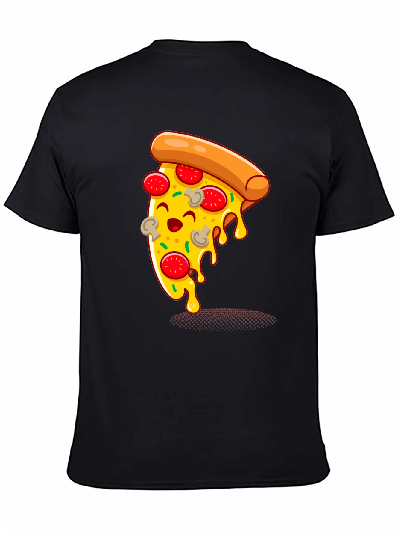 Cartoon Pizza Slice Graphic Tee - Unisex