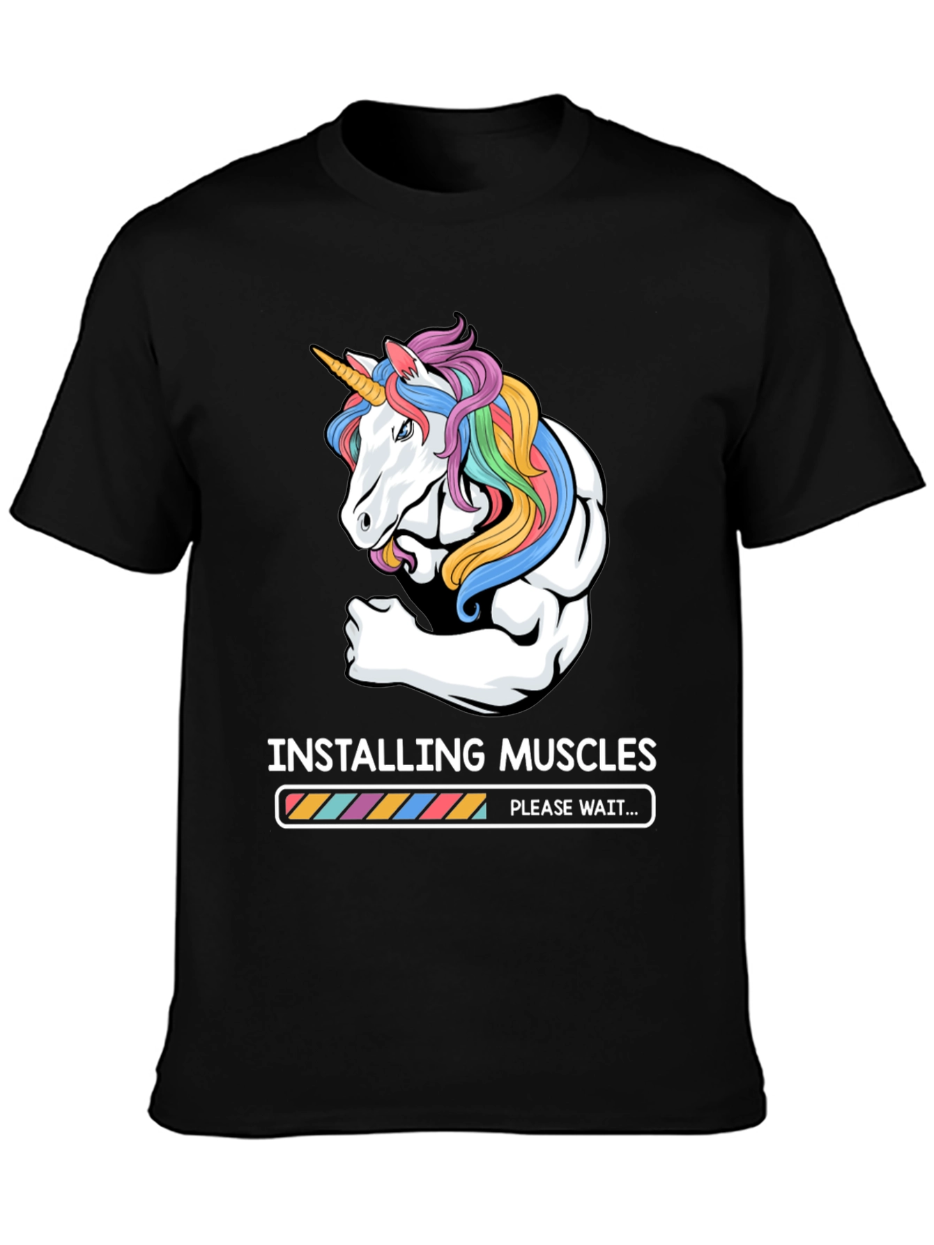 Unicorn Muscle Loading Black T-Shirt